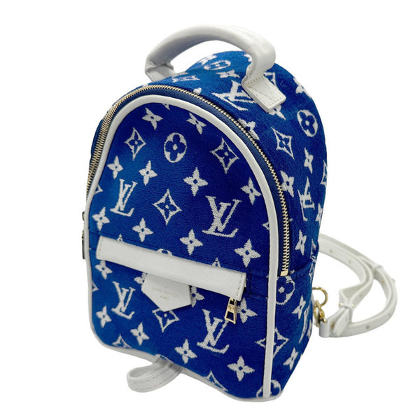Louis Vuitton Louis Vuitton Backpack Monogram Jacquard Velvet Palm Springs Mini Leather Blue White