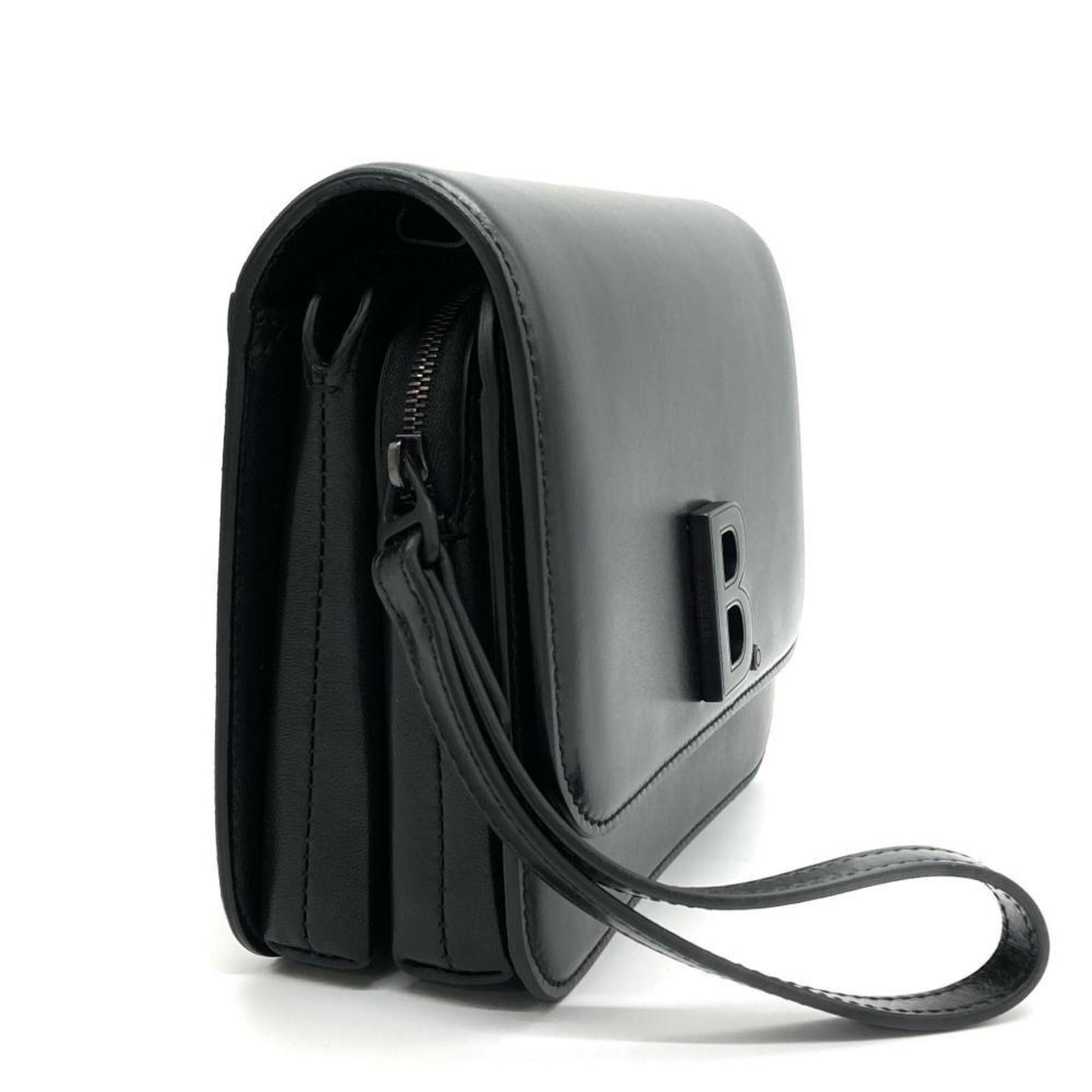 Balenciaga B Shoulder Bag Leather 592898 Black