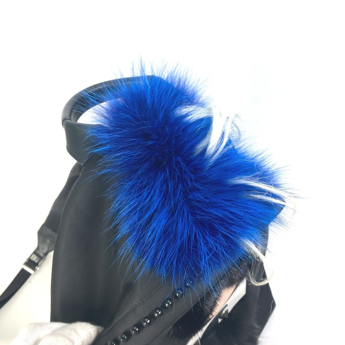 Fendi 7Vz016 Karl Lagerfeld Fur Studded Nylon Backpack In Black