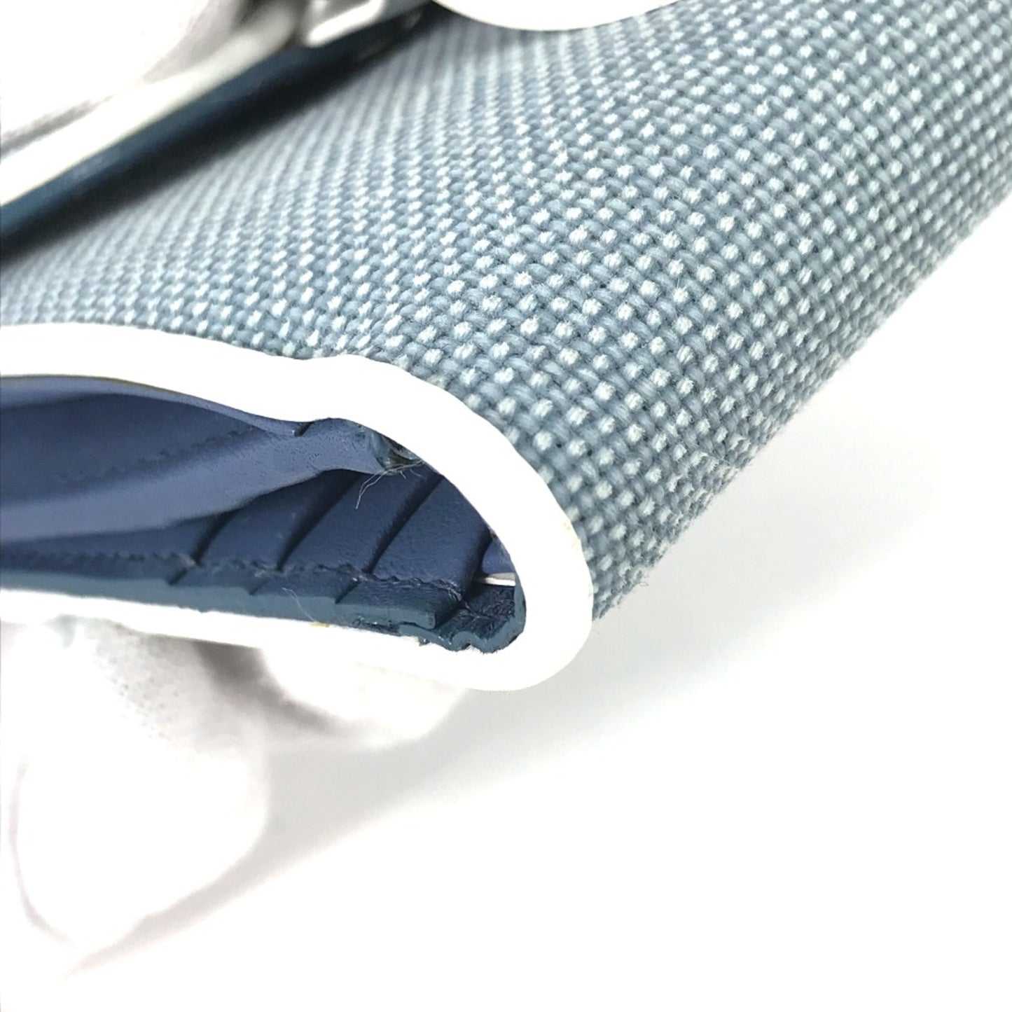Christian Dior Bicolor Logo Compact Wallet Folded Wallet Blue