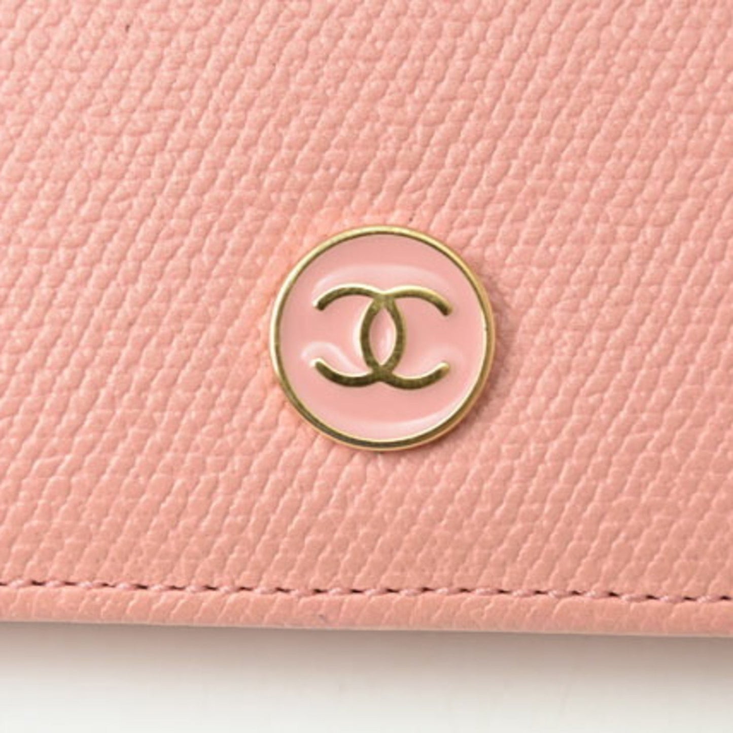 Chanel Wallet Long Here Mark Button Motif Leather Rose A20904