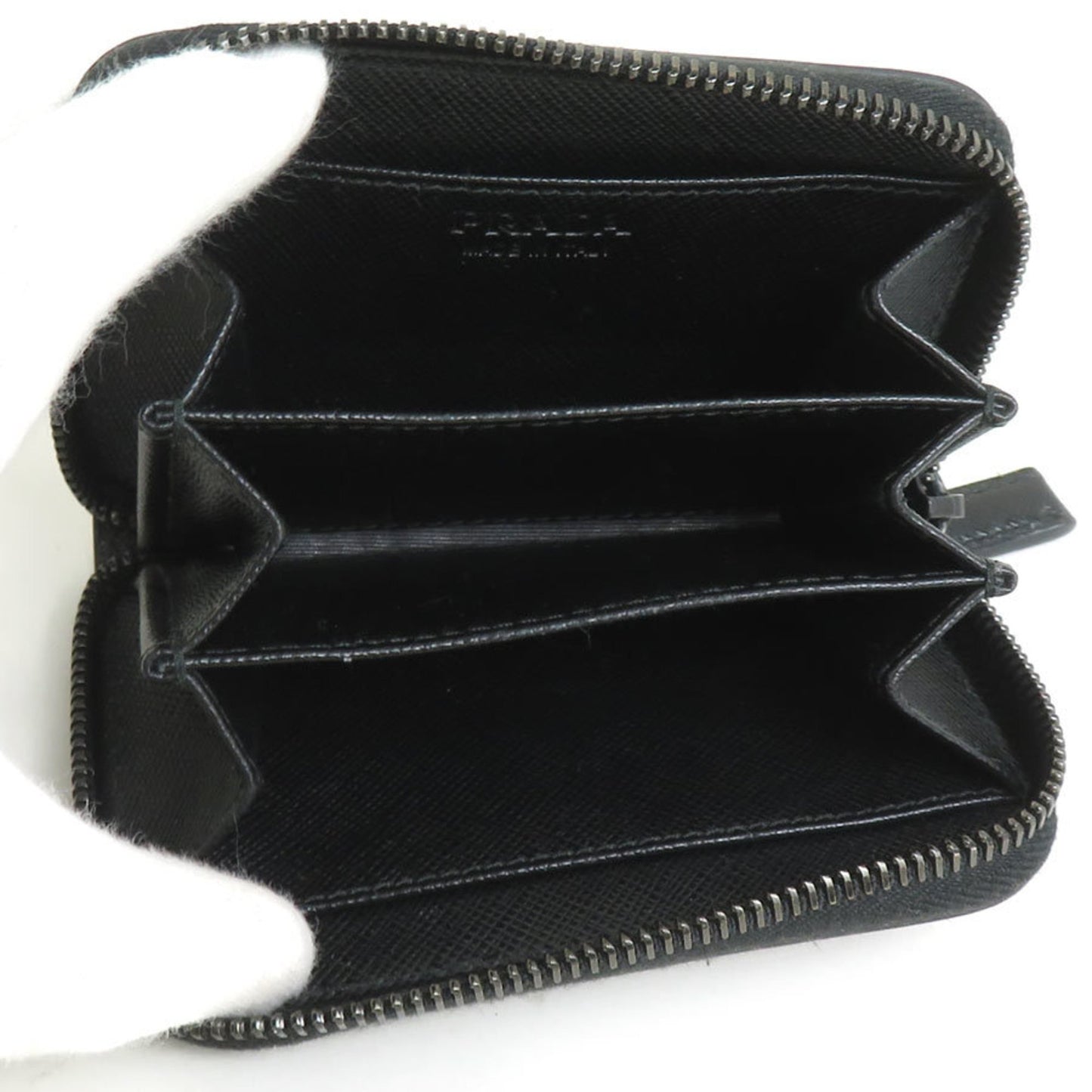 Prada Wallet/Coin Case Leather Black Silver