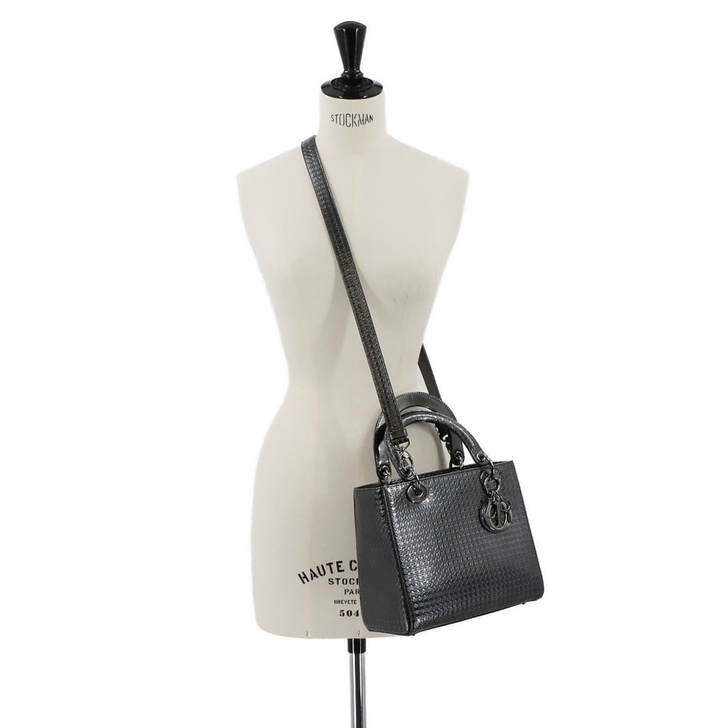 Christian Dior Micro Cannage Lady Medium 2-Way Hand/Shoulder Bag In Patent Leather