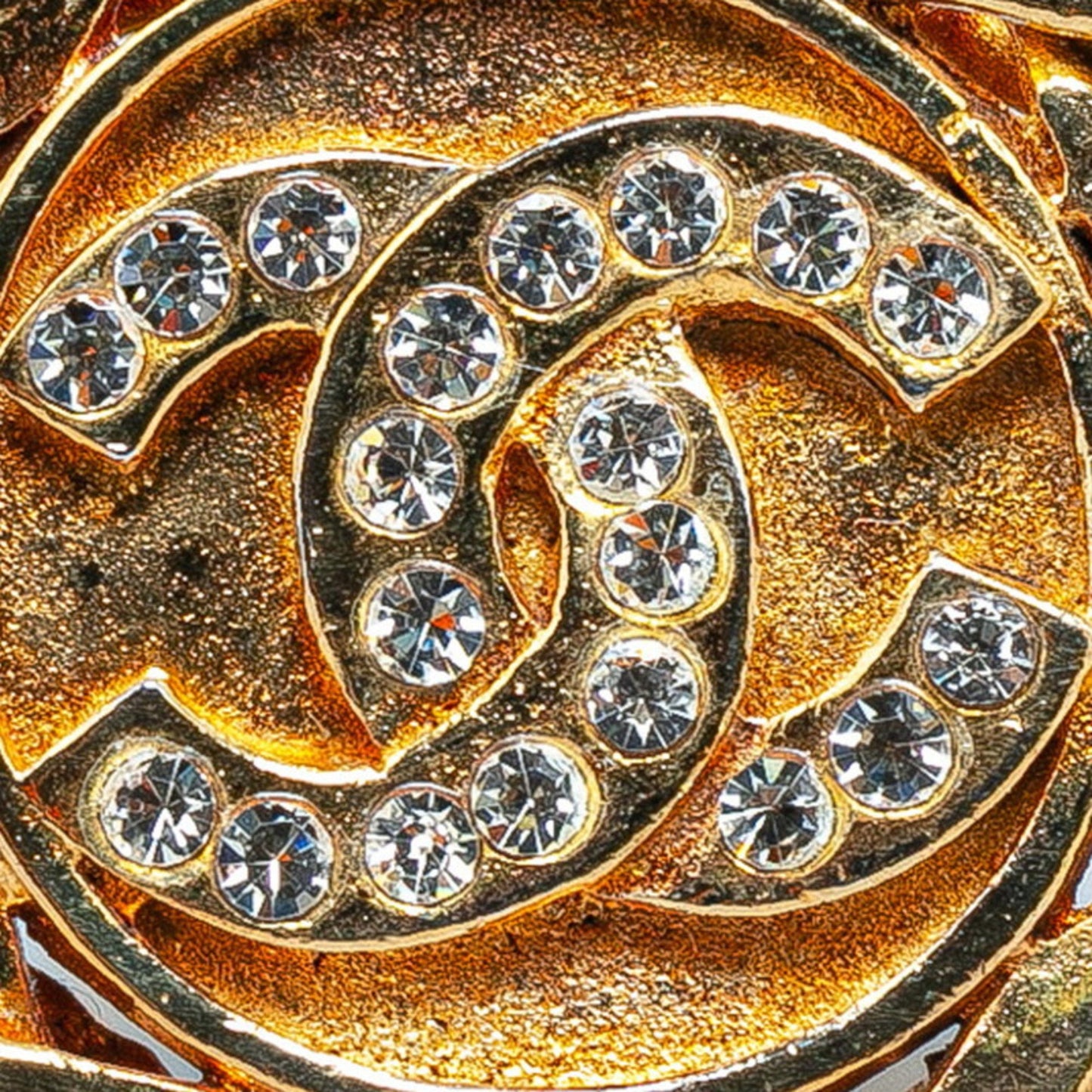 Chanel Coco Mark Windmill Motif Earrings Gold Plated Rhinestones