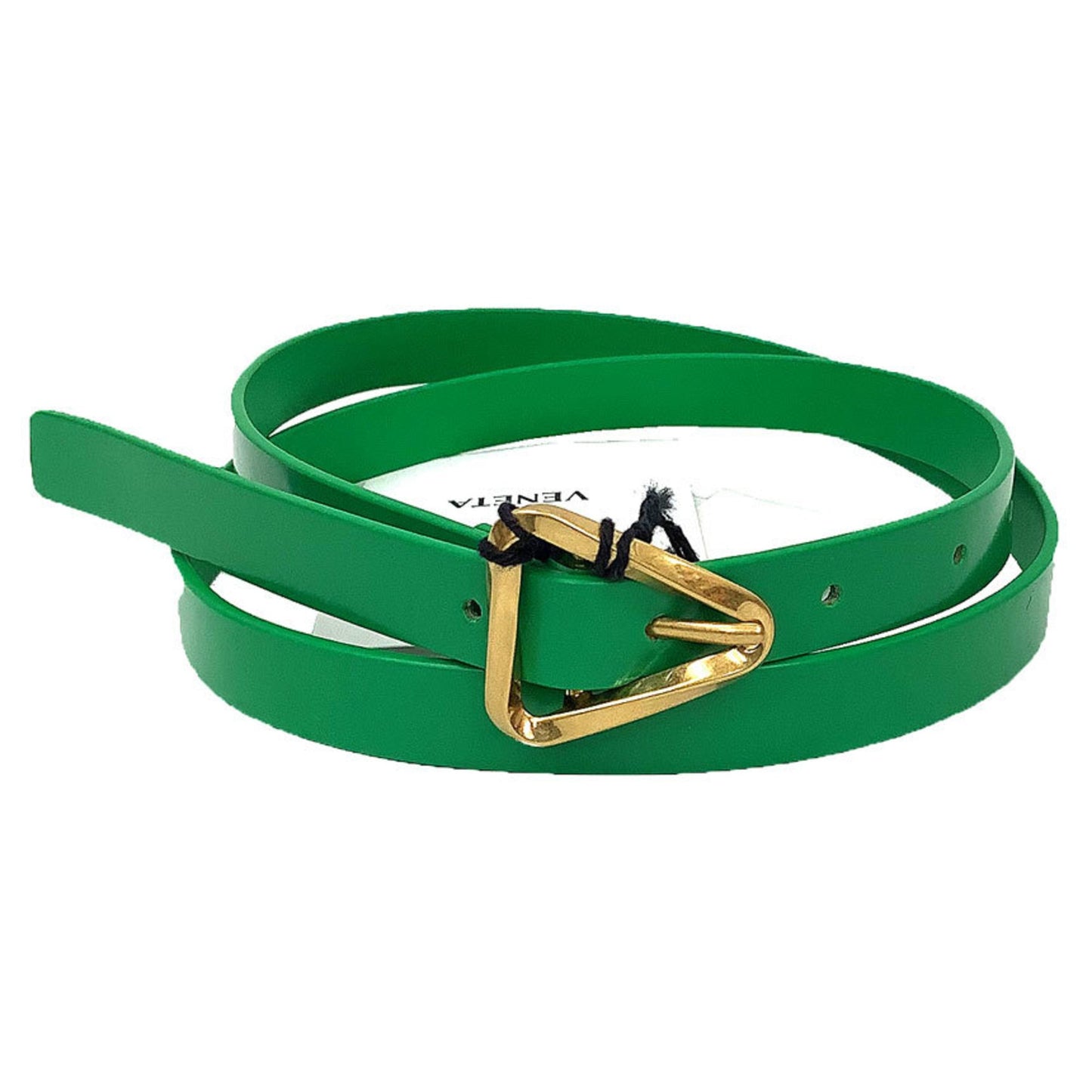 Bottega Veneta Triangle Belt 680342 Leather Green Gold Buckle 85/34 Inc Bottega