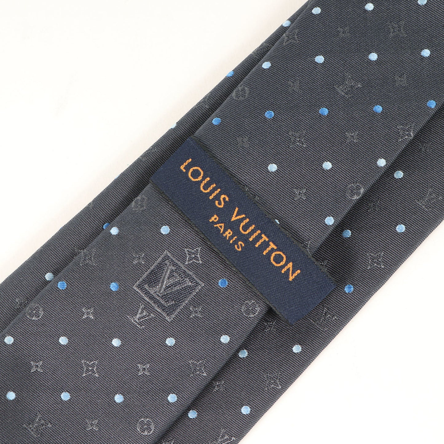 Louis Vuitton Monogram Dot Silk Cravate Tie M73190 Charcoal