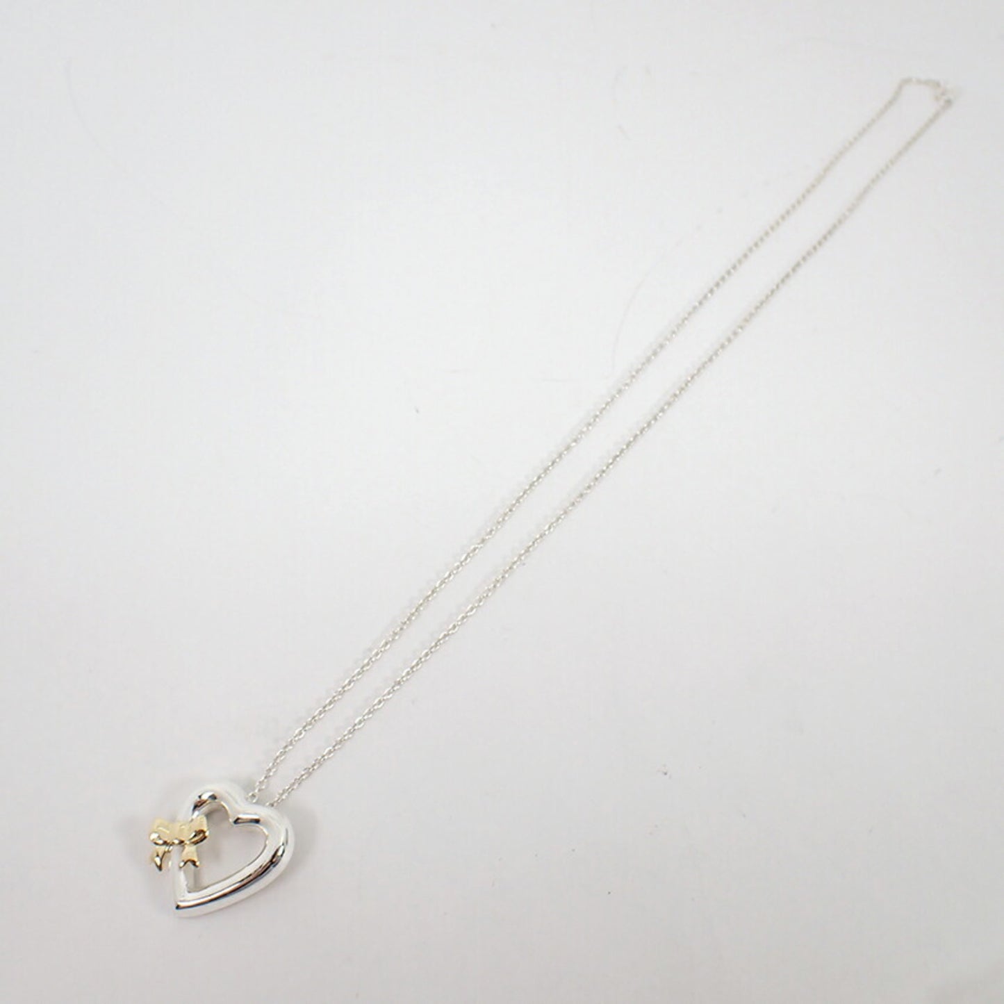 Tiffany 925 750 Heart Ribbon Pendant Necklace