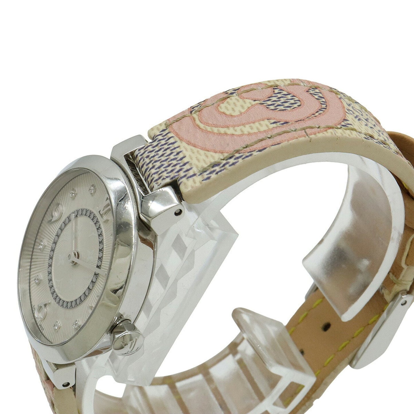 Louis Vuitton Tambour Monogram Silver Dial With 8 Diamonds