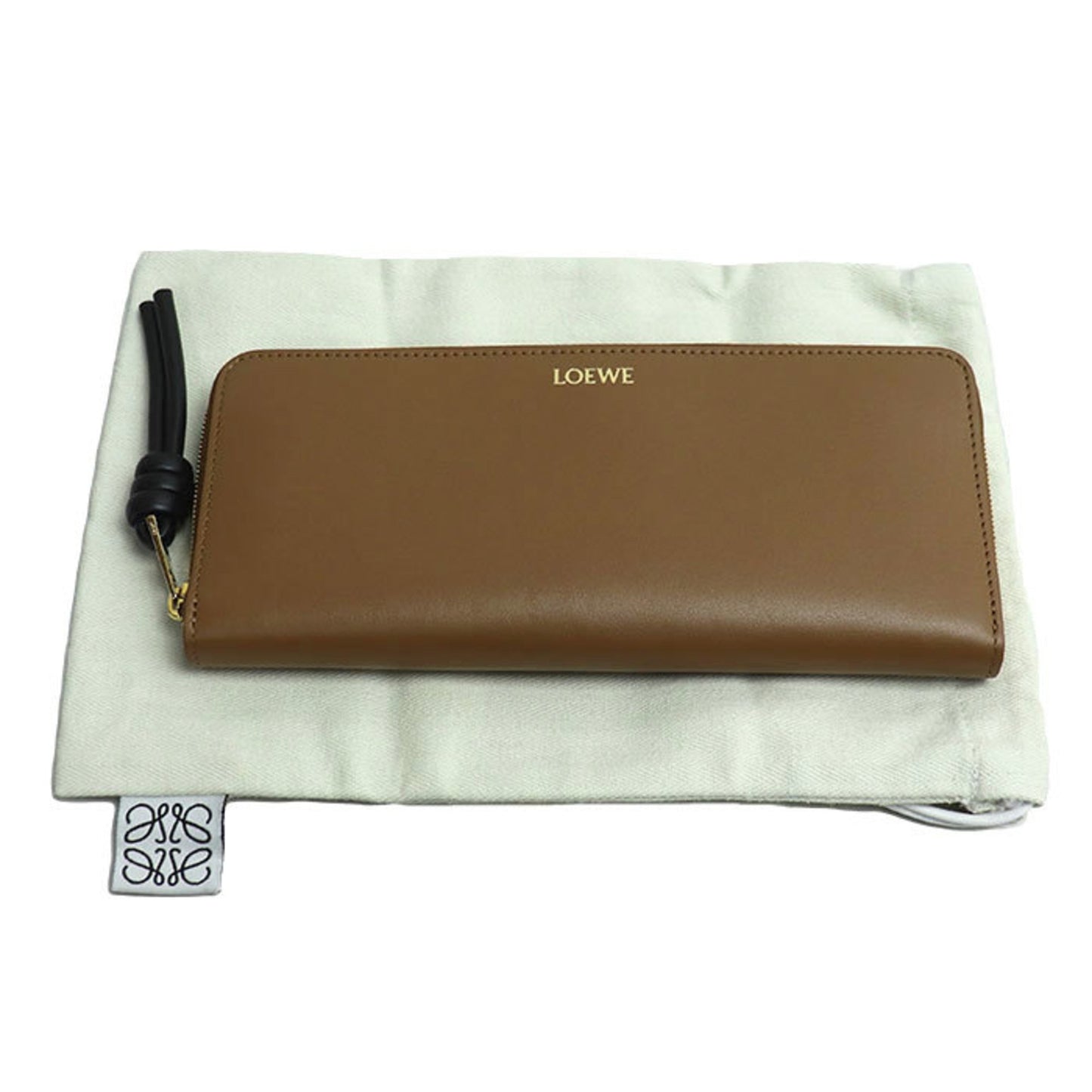 Loewe Knot Zip Around Wallet Long Round Brown Cem1G39X01