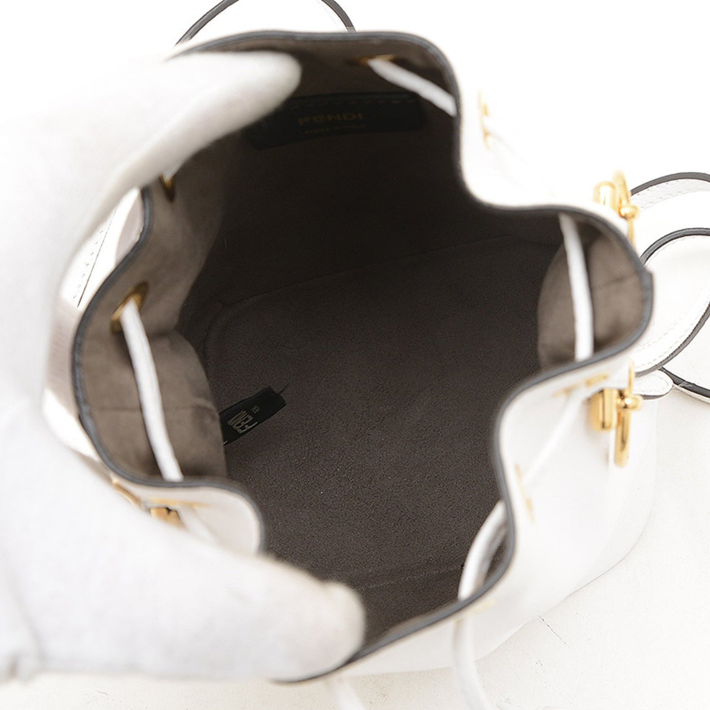 Fendi Montresor Mini Hand Shoulder Bag Leather White 8Bs010 Bp