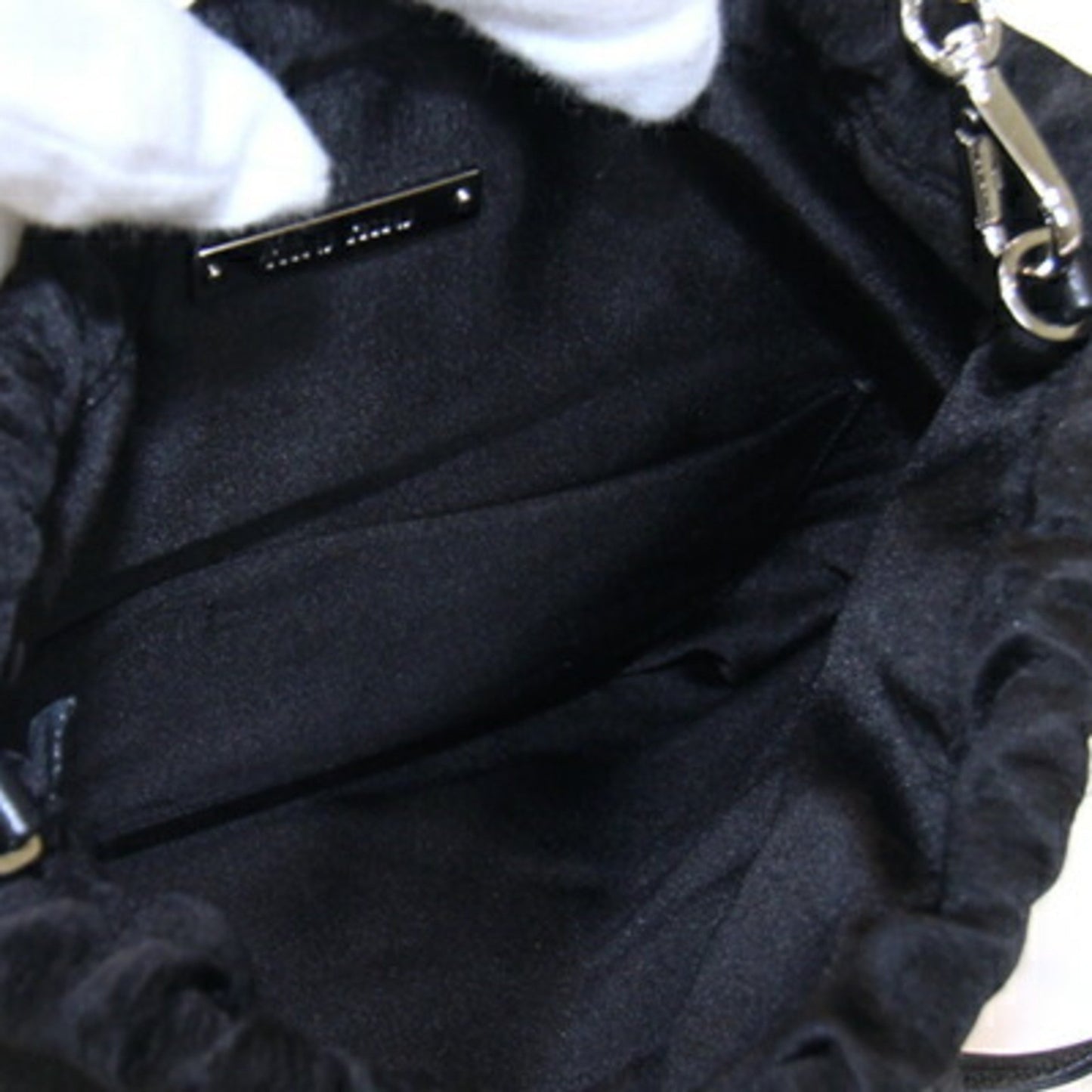 Miu Miu Miu Bag Black Satin Rhinestone Beads Chain Shoulder Pochette
