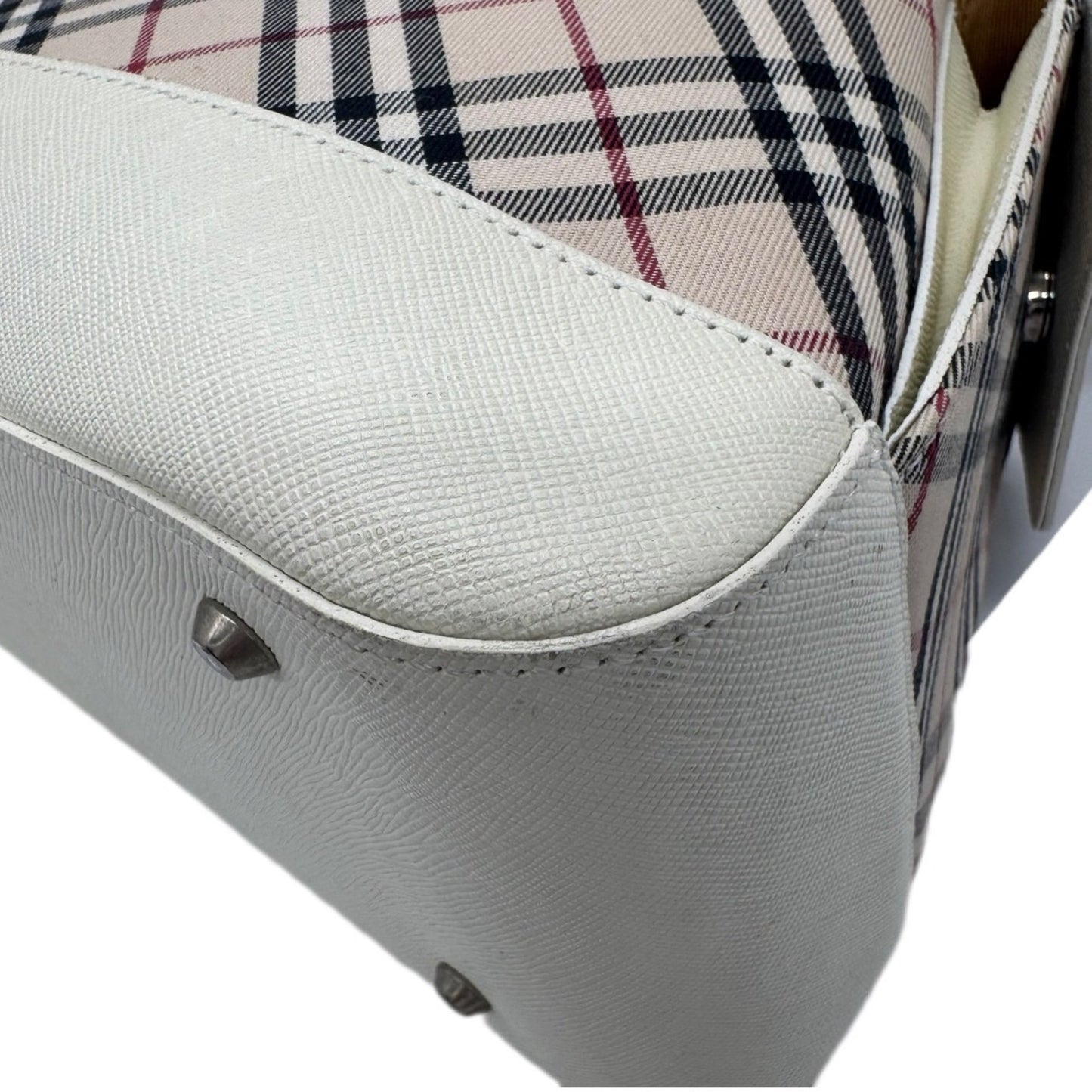 Burberry Nova Check Pattern White/Beige Canvas Bag
