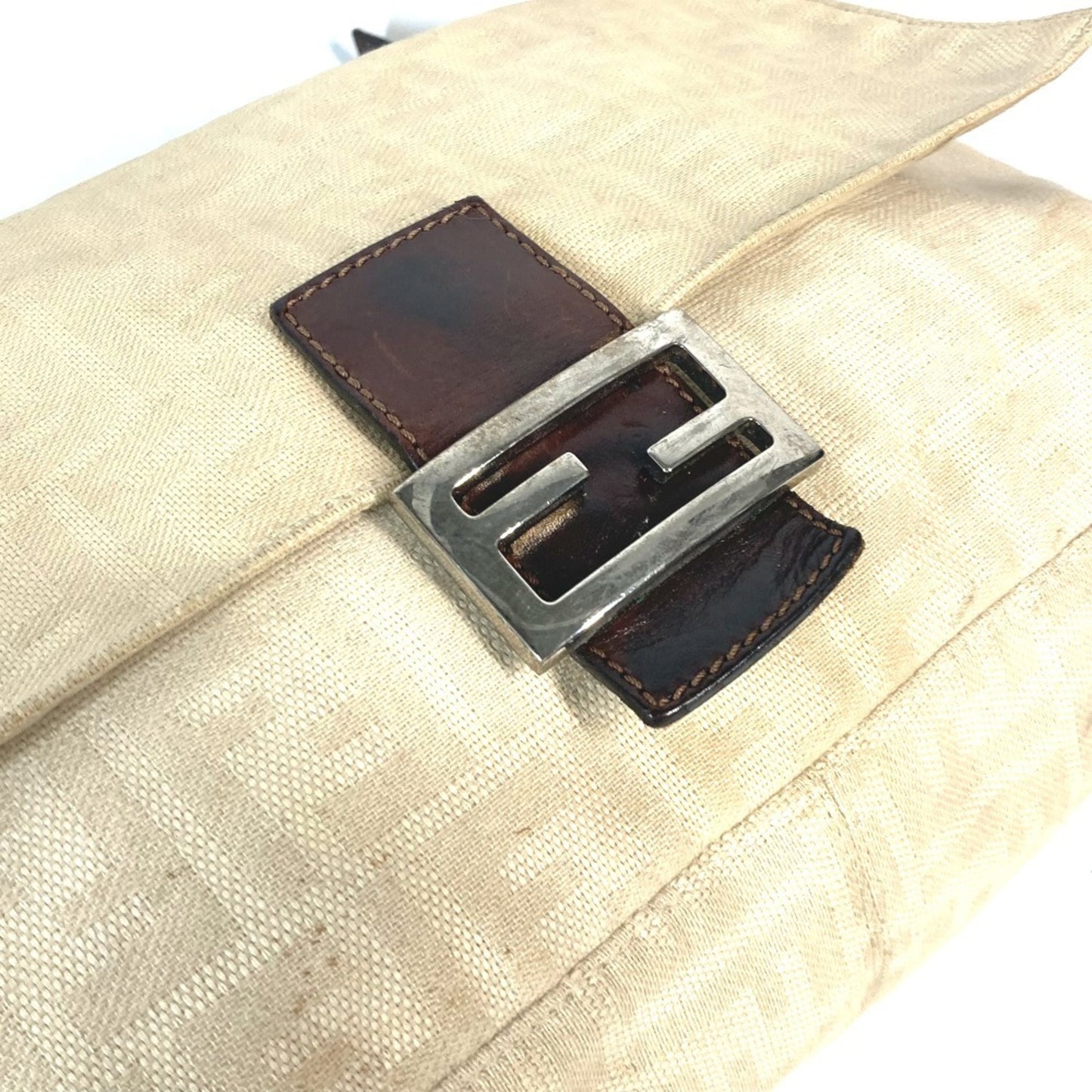 Fendi Zucca Mamma Bucket Shoulder Bag Canvas Leather
