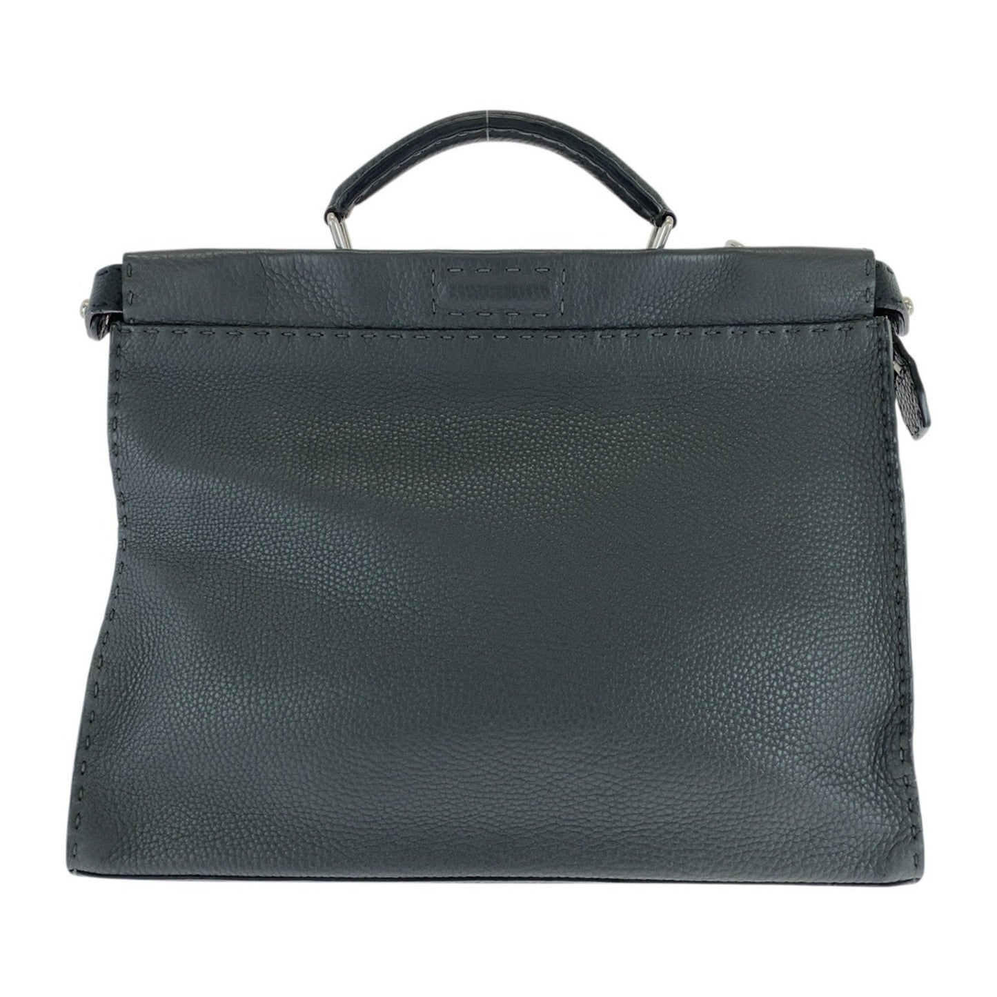Fendi Selleria Peekaboo Grey Silver Hardware Leather 7Va406 Business Bag Briefcase