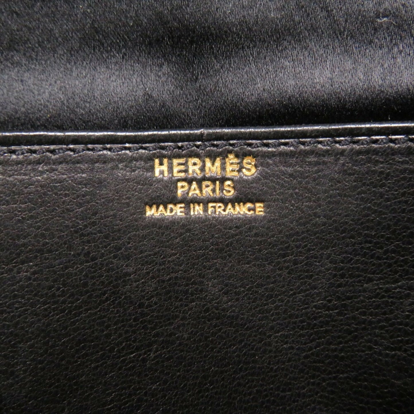 Hermes Fako Satin Black ?K Stamped Clutch Bag 2065 Hermes