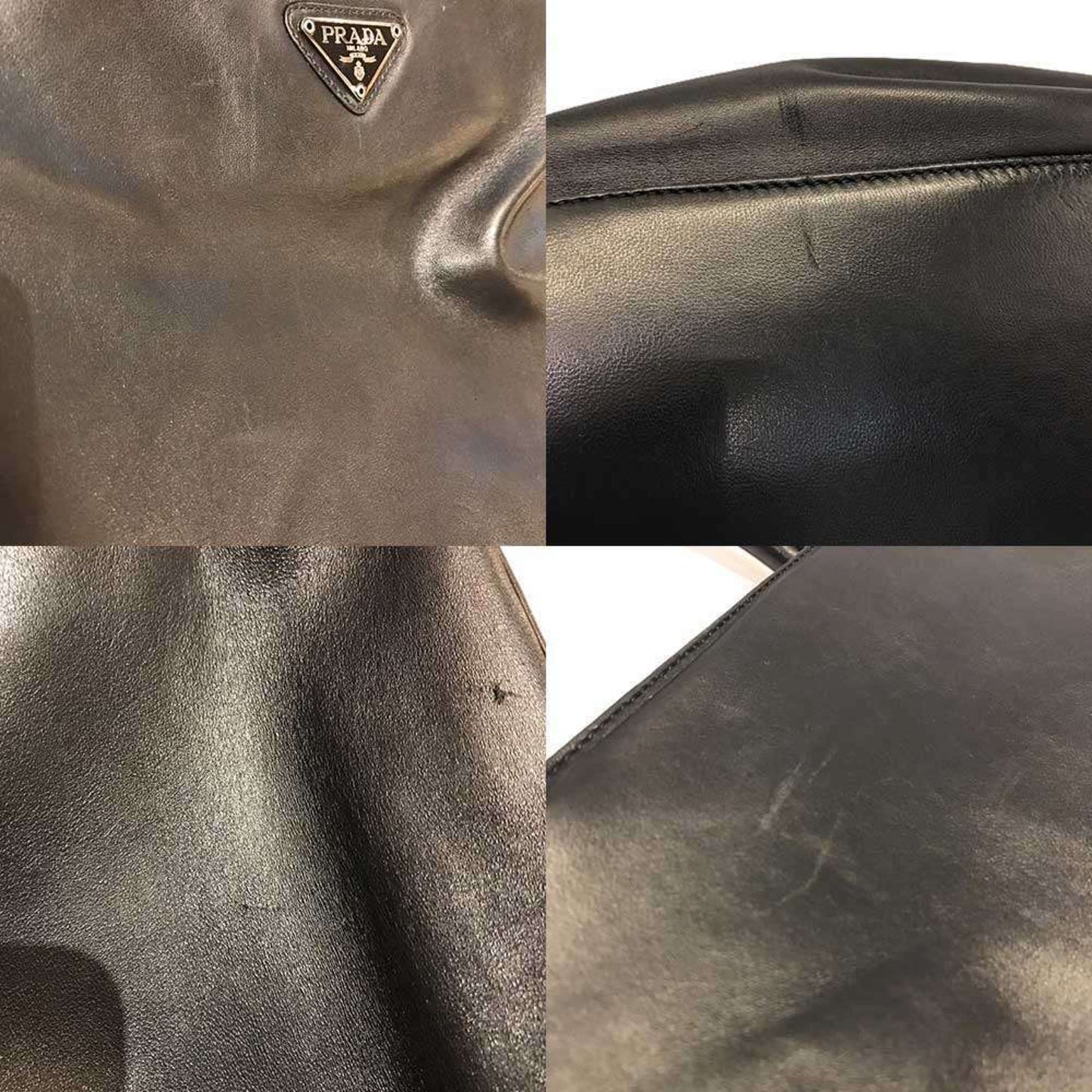 Prada Nappa Handbag Leather Triangle Black