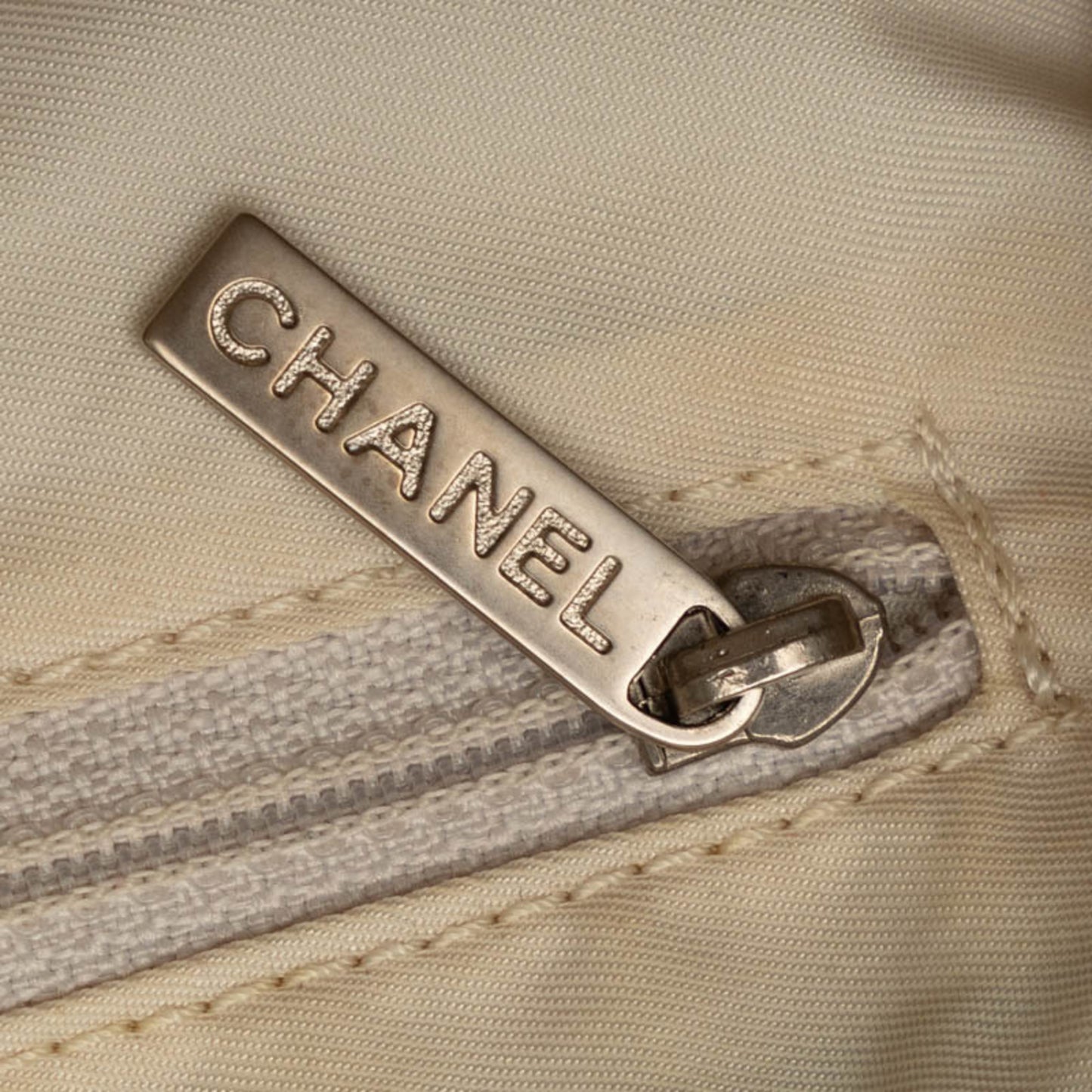 Chanel New Travel Line Handbag Boston Bag Ivory Beige Canvas Leather
