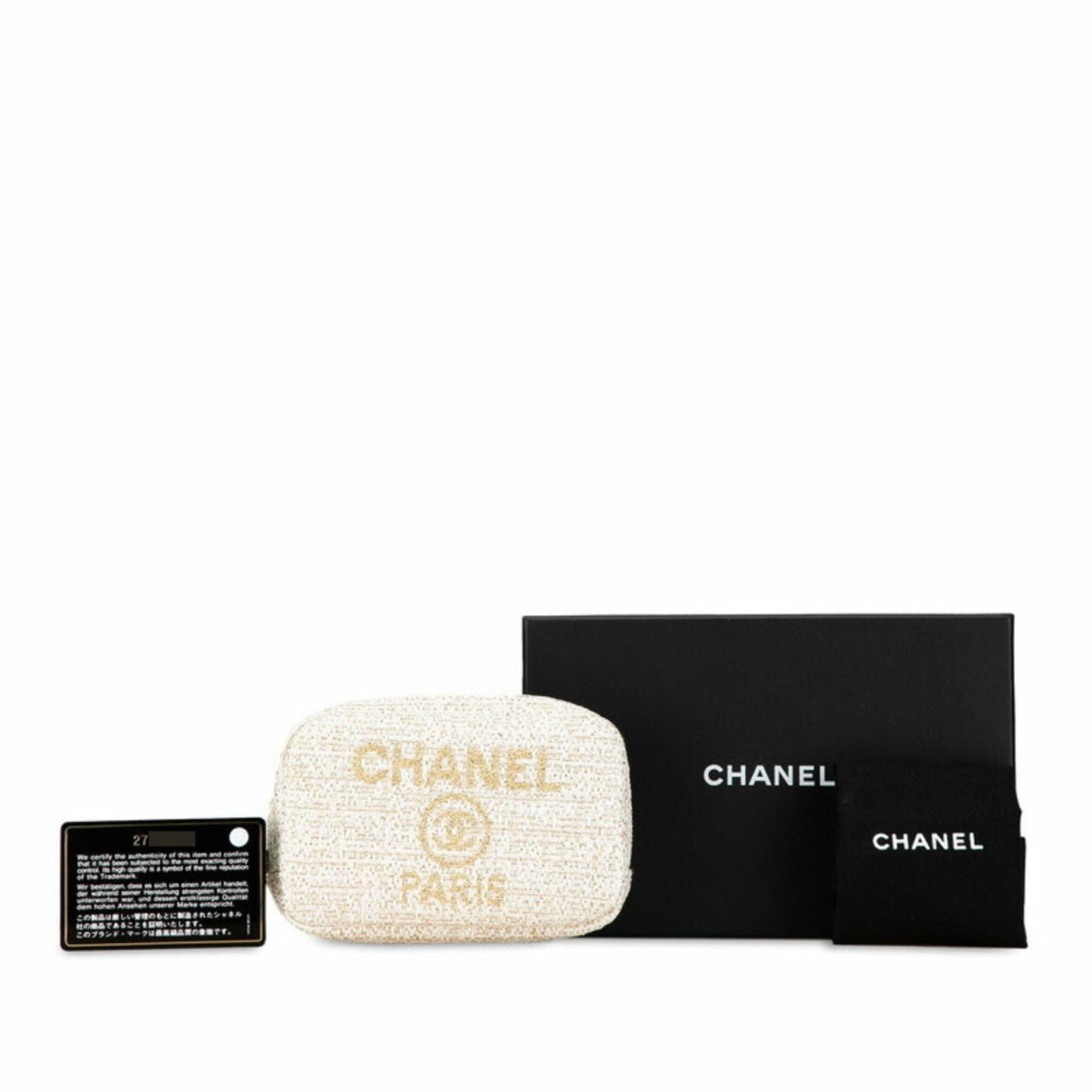 Chanel Deauville Pouch White Gold Tweed