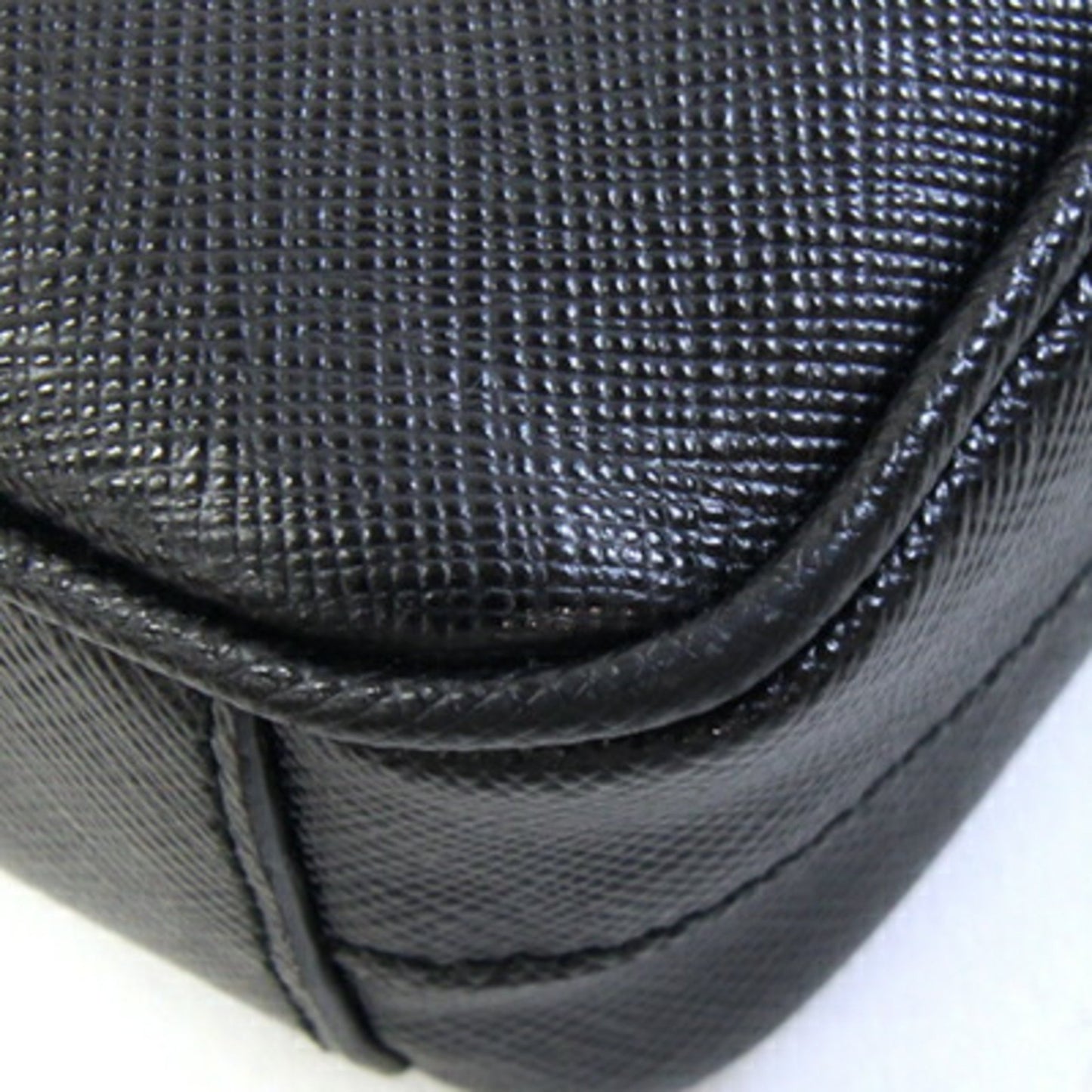 Prada Shoulder Bag 1Bd298 Black Leather Saffiano Chain Crossbody