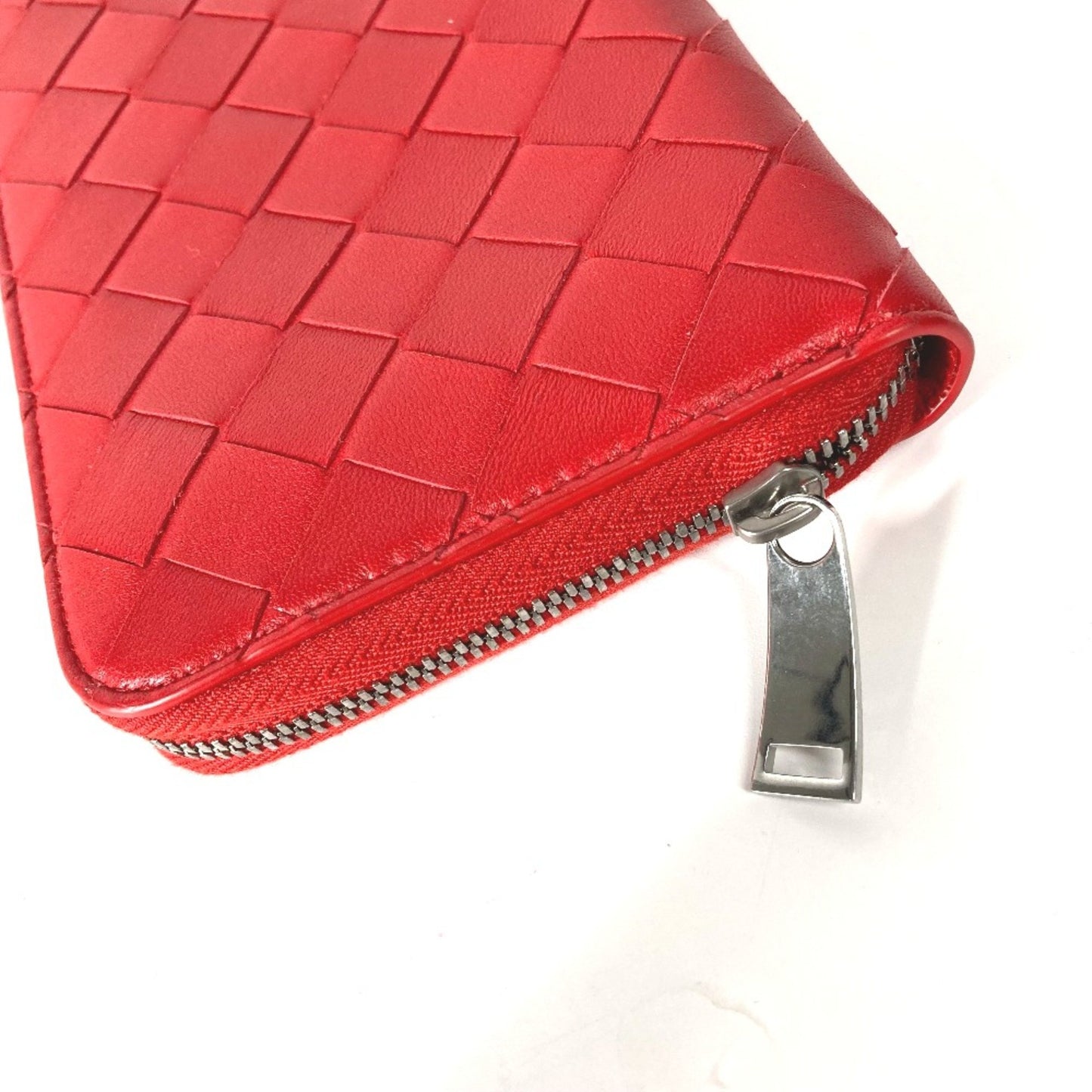 Bottega Veneta 593217 Long Wallet Zip Around Long Wallet Red