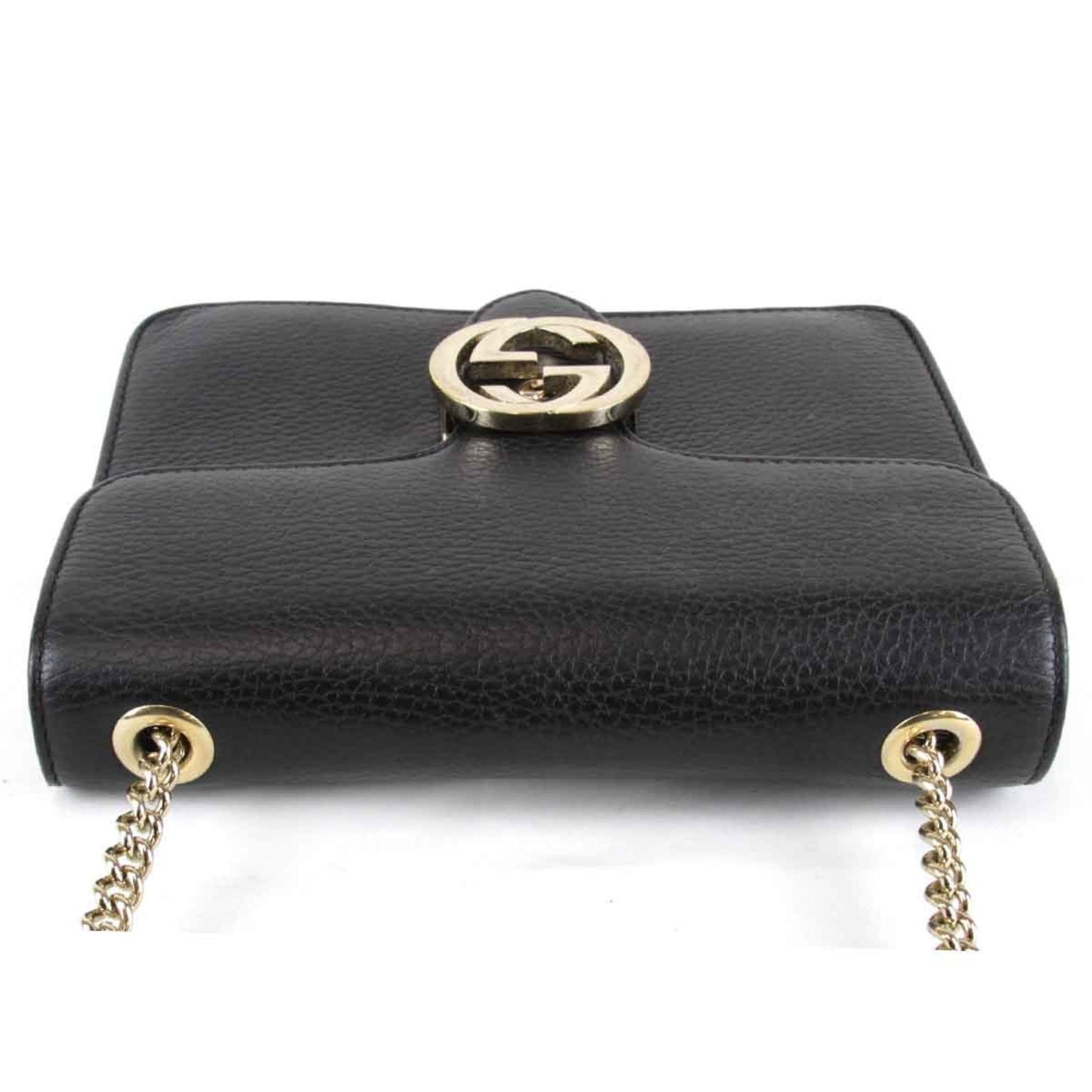 Gucci Interlocking G Chain 510304 493075 Shoulder Bag Leather Black