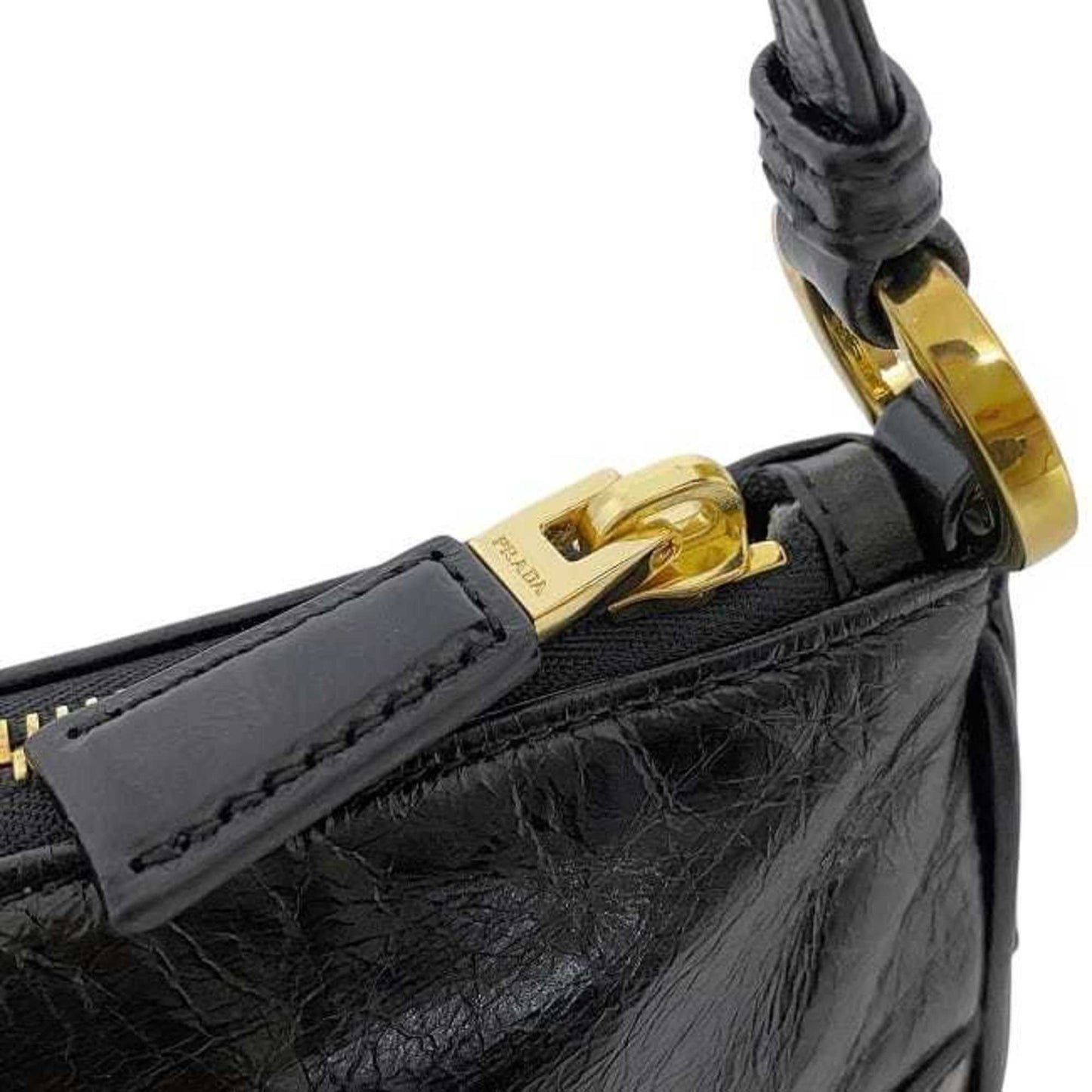 Prada Bag F-23942 Black Nero Re-Edition2002 1Bc201 Leather 31/D Prada Shoulder Plate