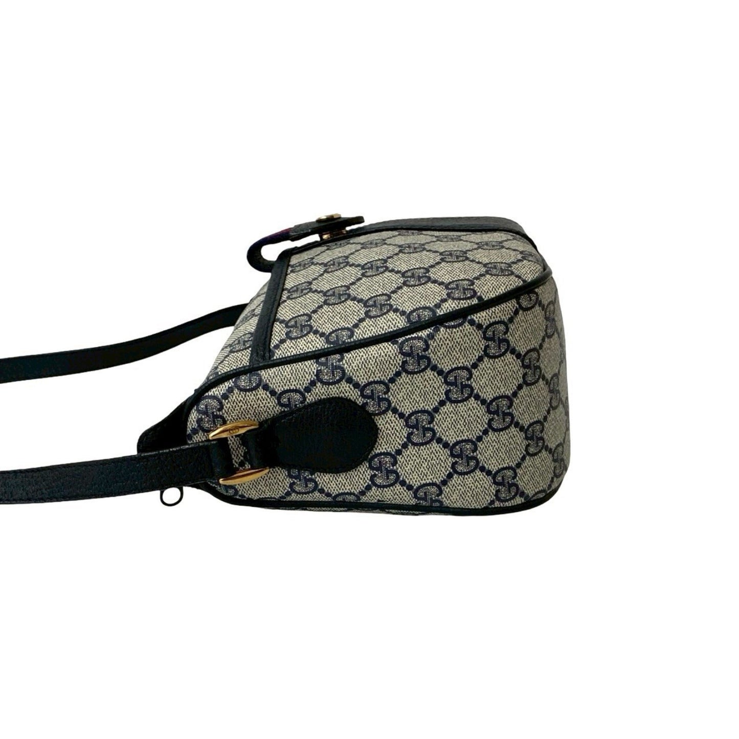 Gucci Old Gucci Sherry Line Gg Logo Hardware Leather Shoulder Bag Pochette Navy Blue 35467
