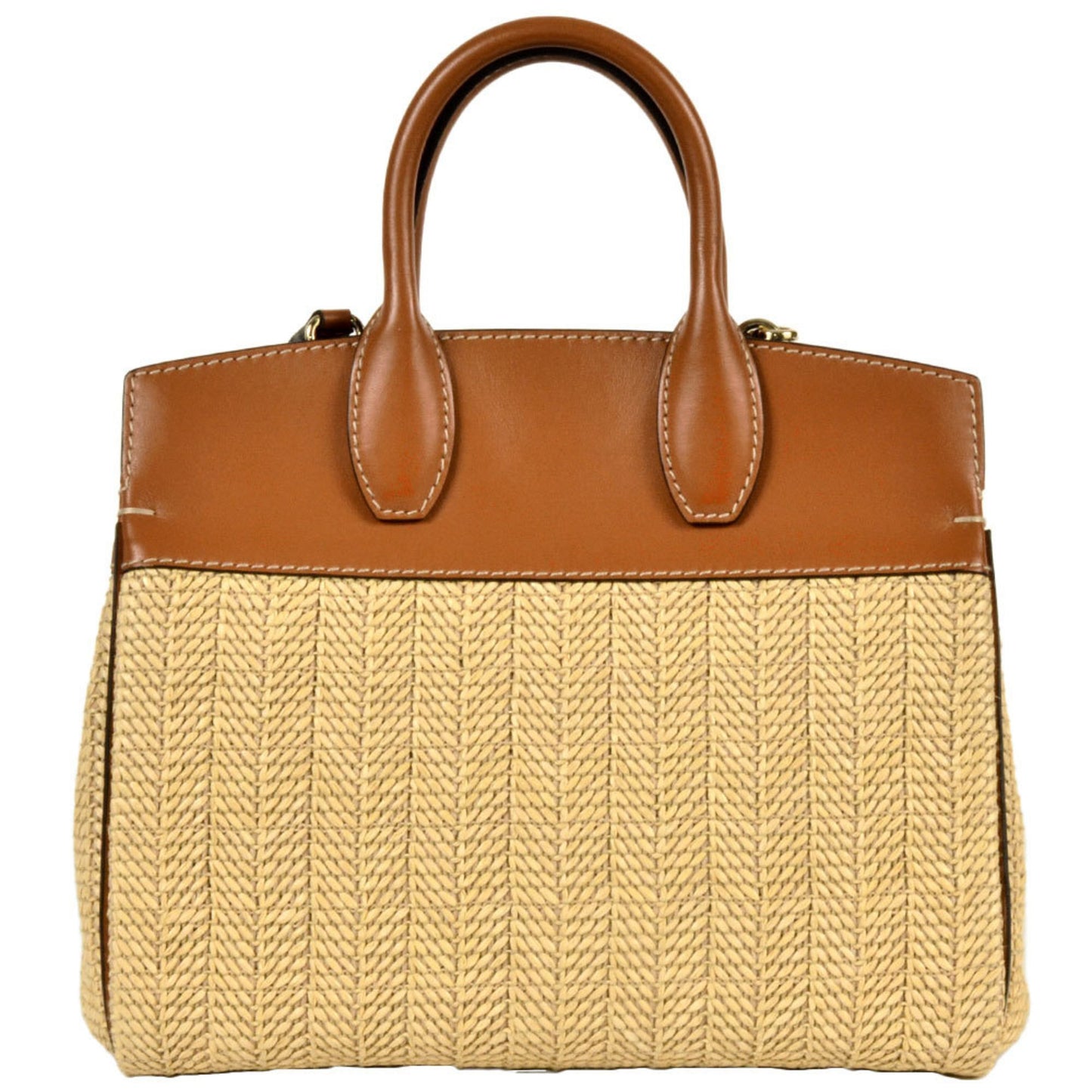 Salvatore Ferragamo Ferragamo Gancini Studio Bag Handbag Leather Raffia Dh-21 H539 Brown