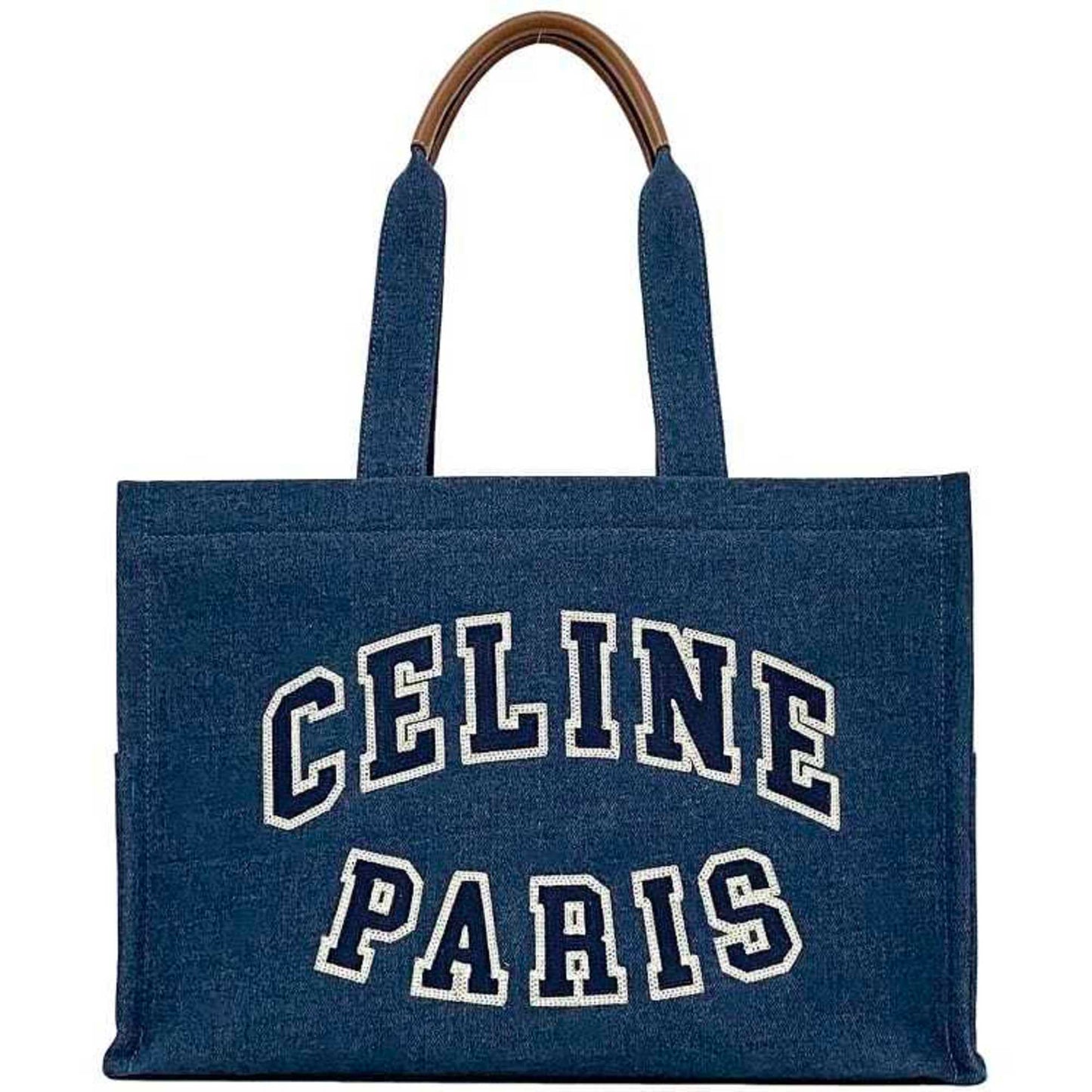 Celine Tote Bag Large Cabas F-22494 Blue Denim Leather H-Ip-9796 Celine Embroidered