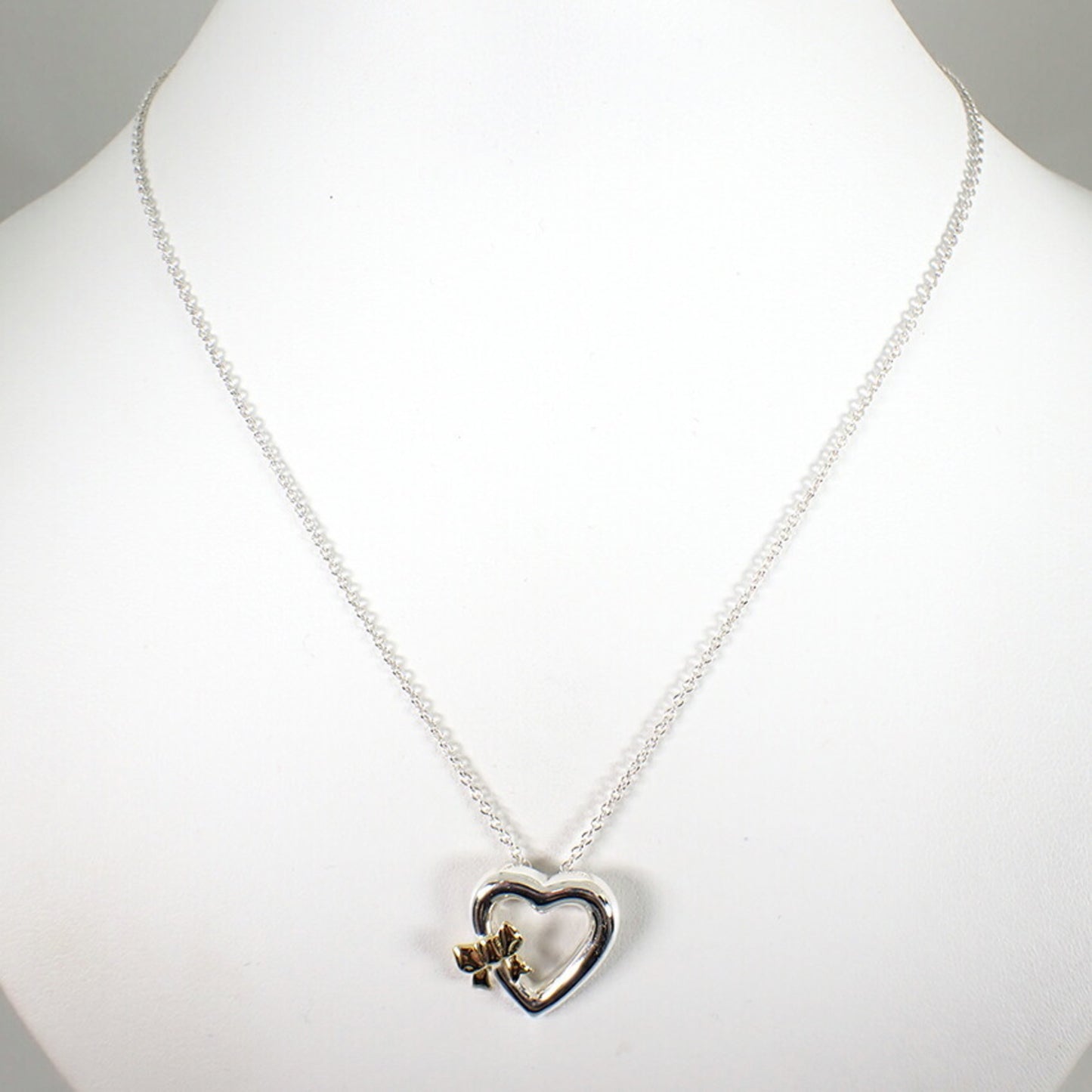 Tiffany 925 750 Heart Ribbon Pendant Necklace