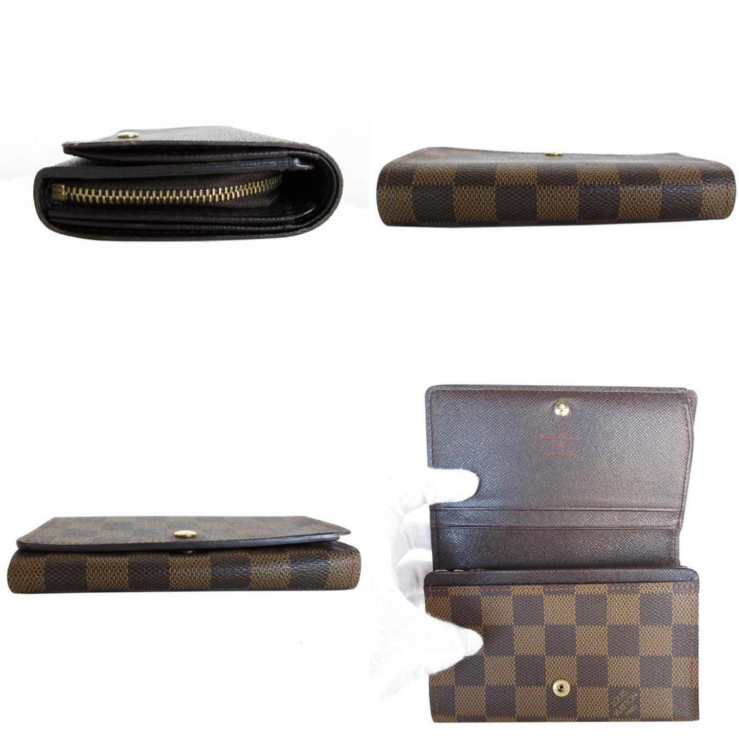 Louis Vuitton Louis Vuitton Bi-Fold Wallet Damier Portefeuille Tresor Canvas Brown Gold