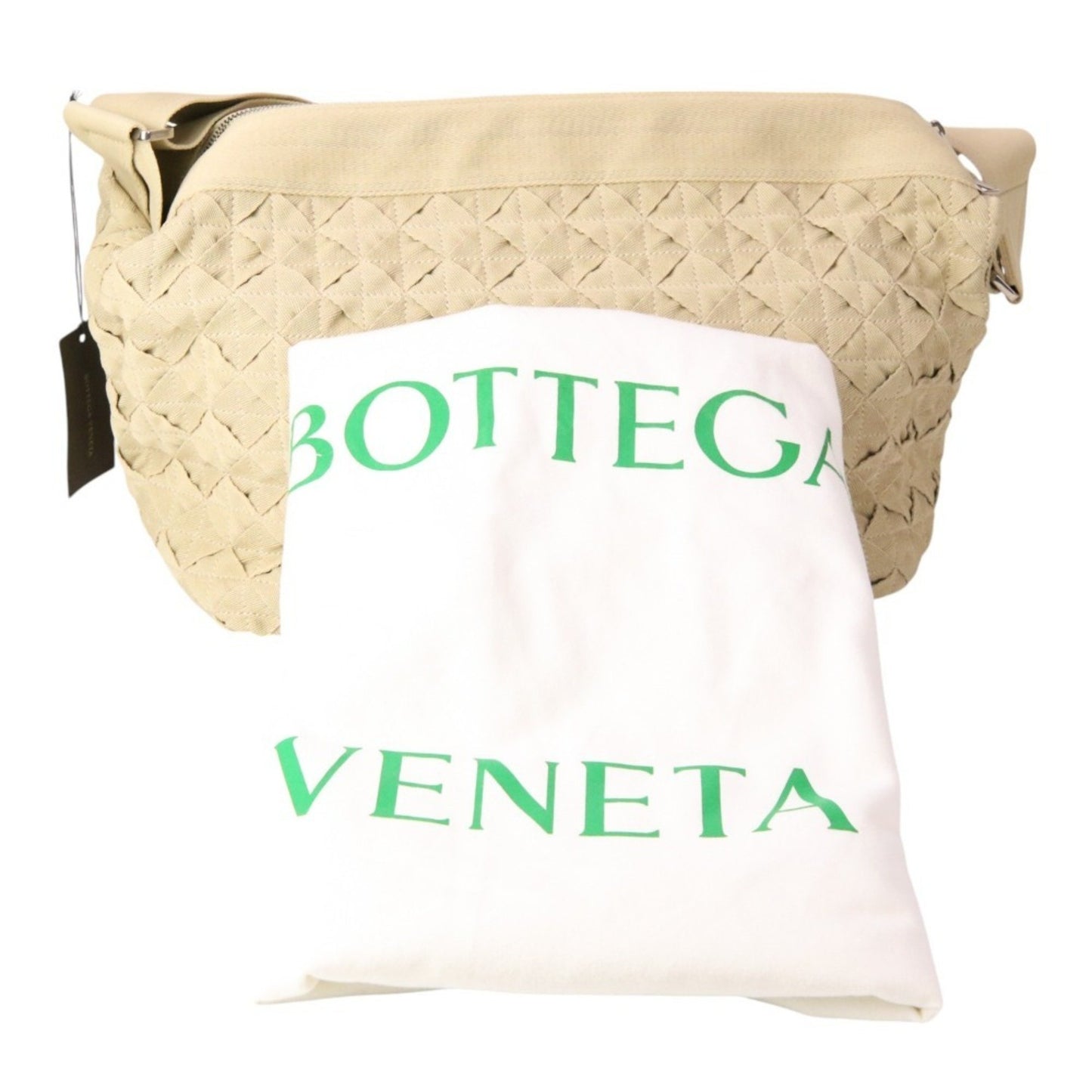 Bottega Veneta Bottega Veneta Intrecciato Webbing Line Canvas Shoulder Bag Beige