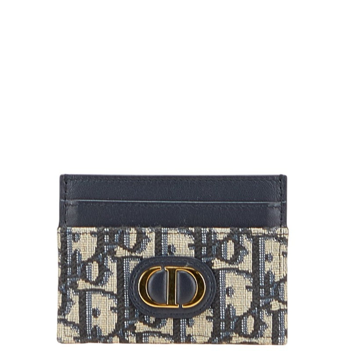 Christian Dior Dior Oblique Jacquard 30 Montaigne Freesia Card Holder/Card Case In Navy/Beige