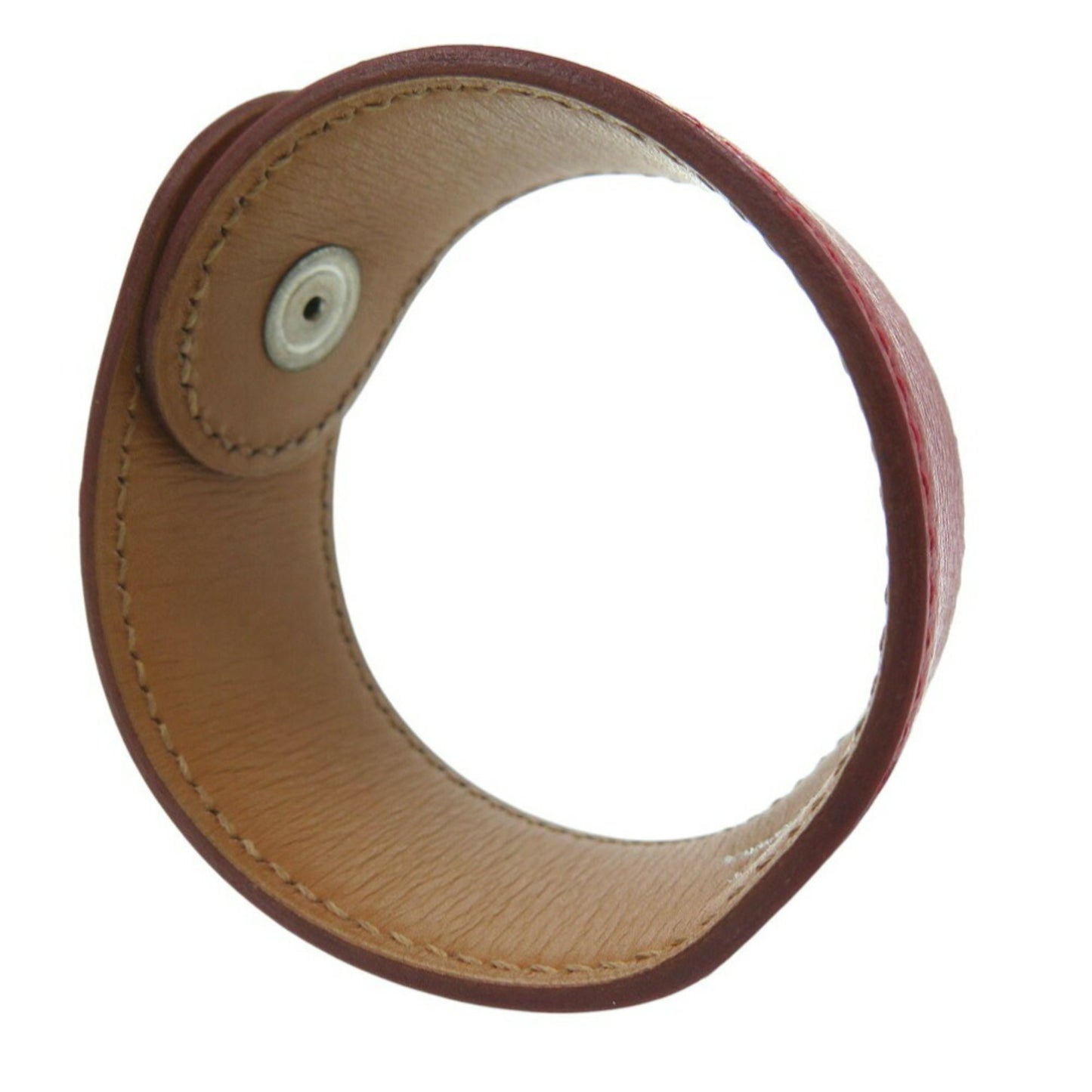 Hermes Medor Bangle Leather Metal Red D Stamp 0564Hermes