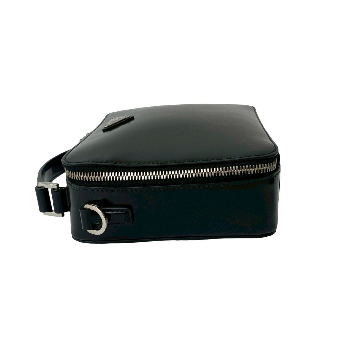Prada Prada Brick Brushed Triangle Logo Hardware Leather Genuine 2-Way Handbag/Shoulder Bag Black