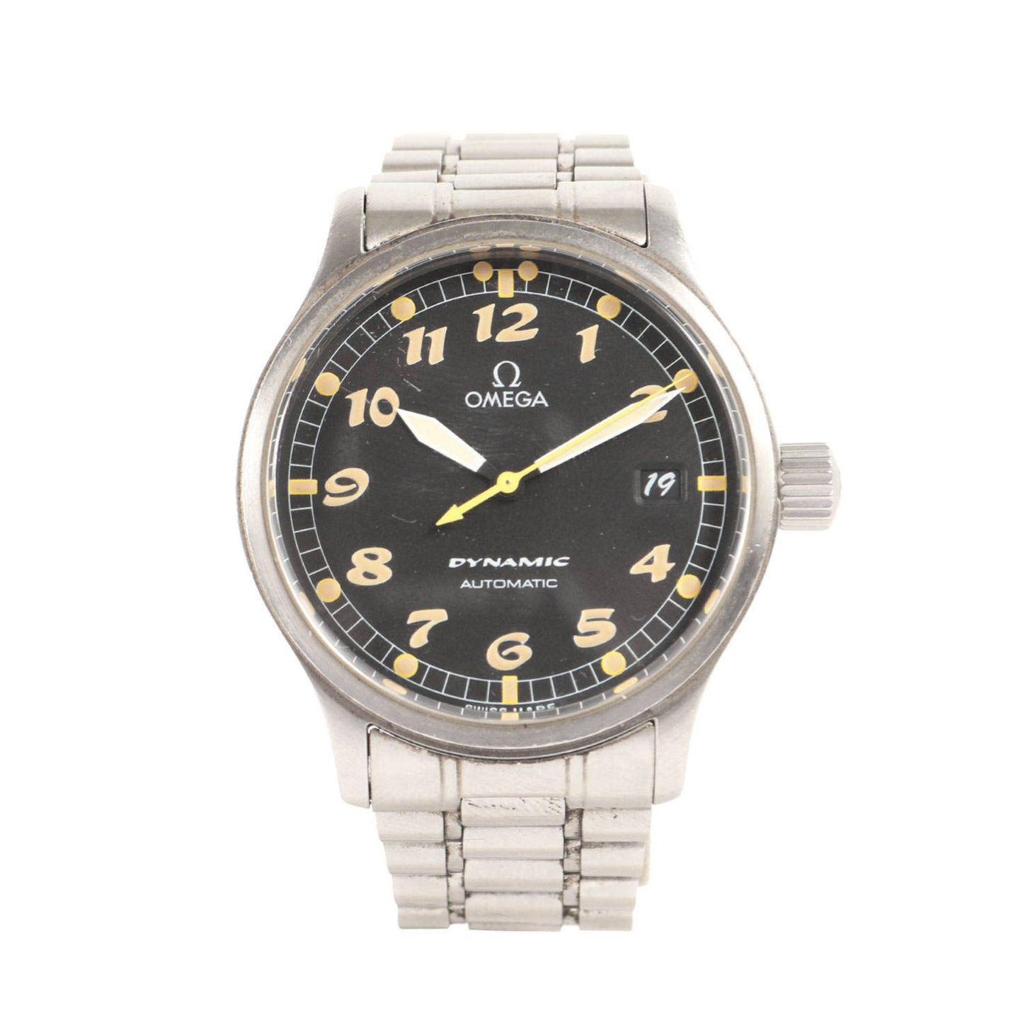 Omega 90S Dynamic 3 Date Automatic Watch Silver Black Dial