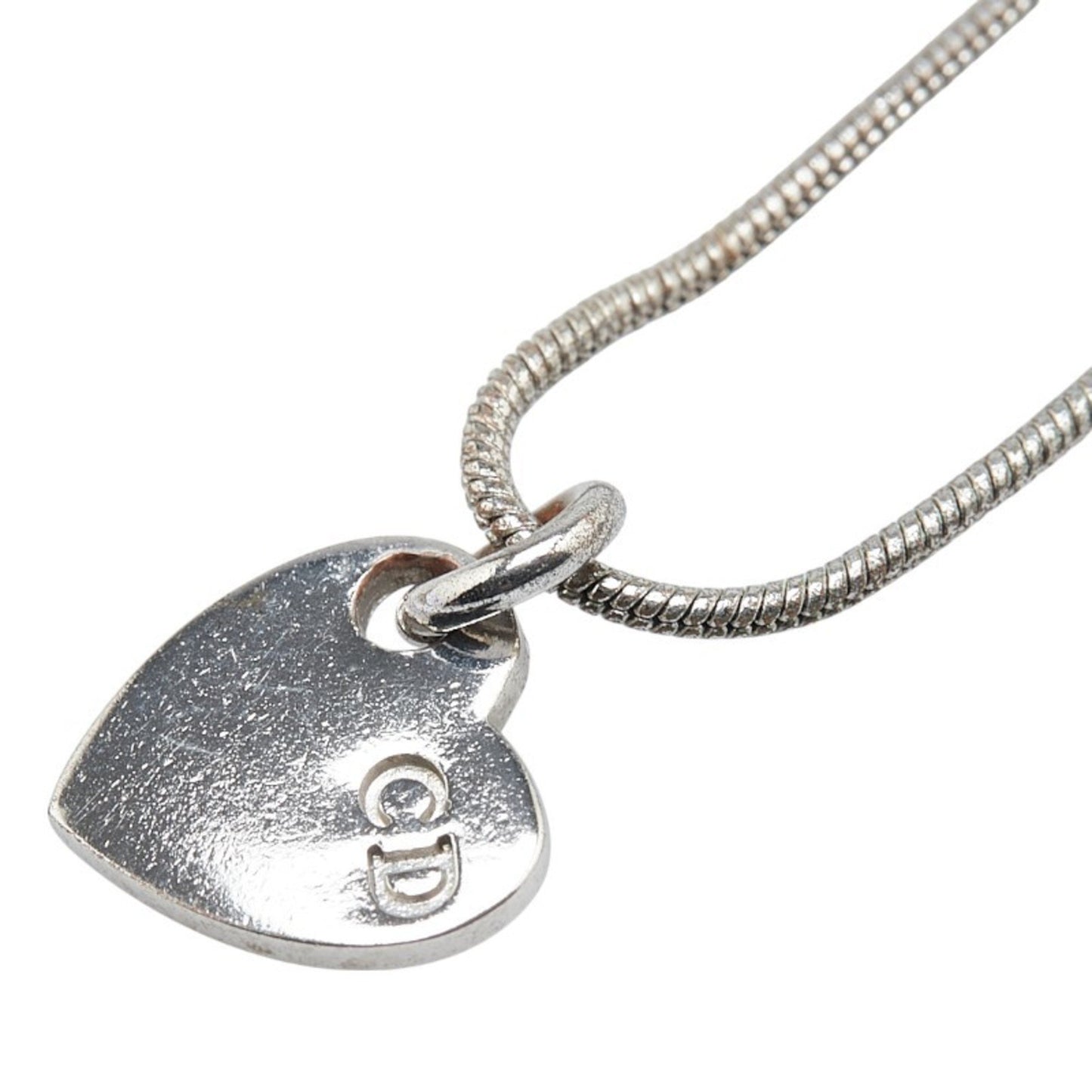 Christian Dior Dior Heart Cd Logo Necklace In Silver Metal