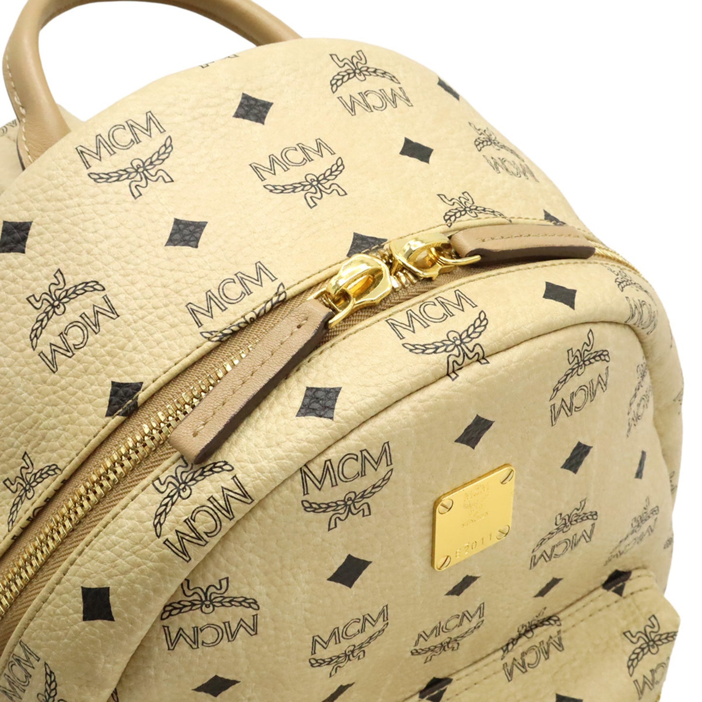 Mcm Visetos Glam Backpack In Light Beige