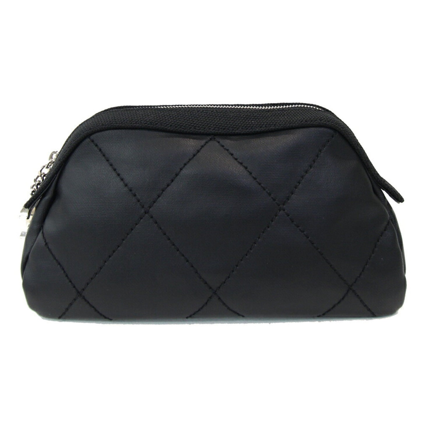 Chanel Pouch Paris Biarritz A34212 Black Coated Canvas Coco Mark Quilted