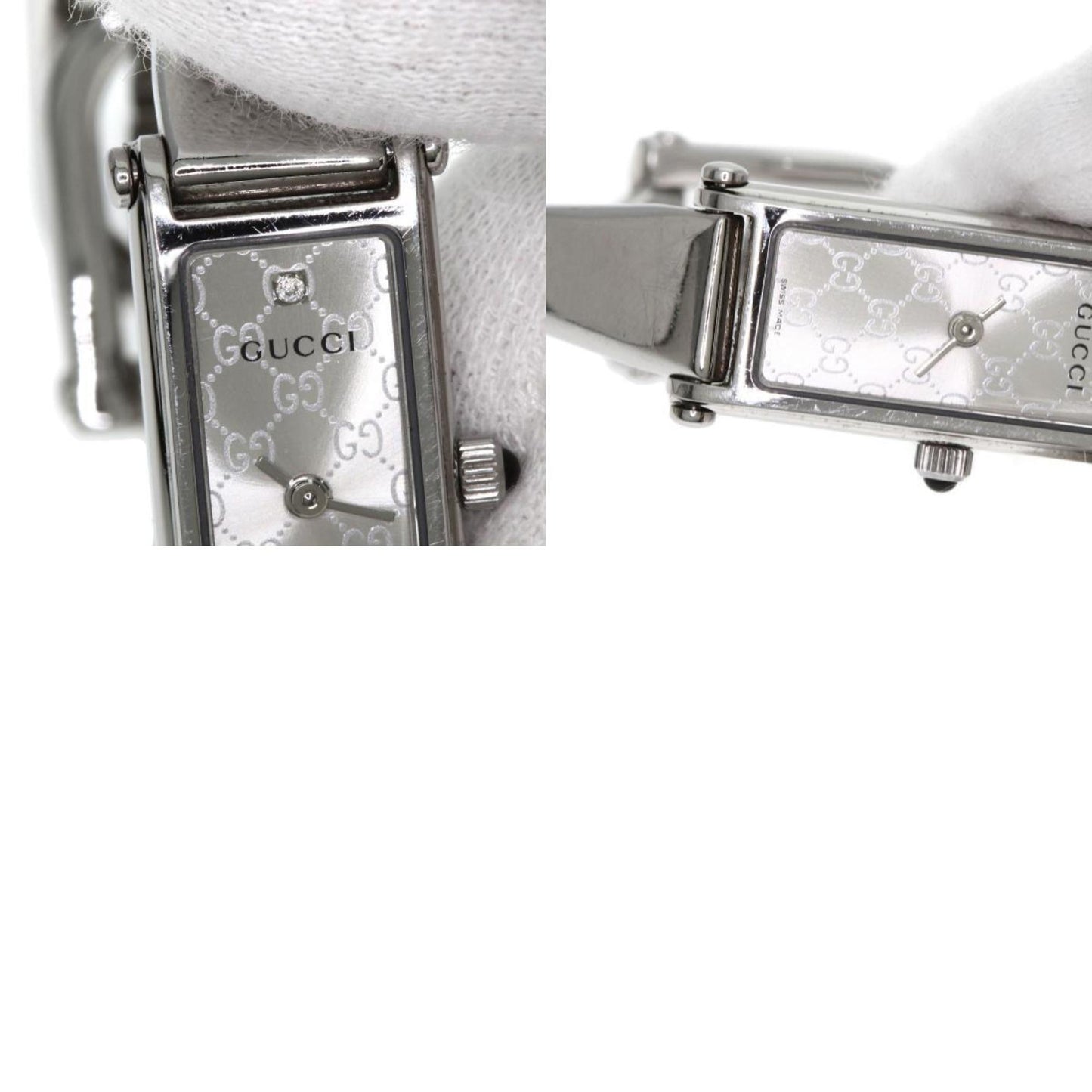 Gucci 1500L Gg Square Face Bangle Watch In Stainless Steel/Ss