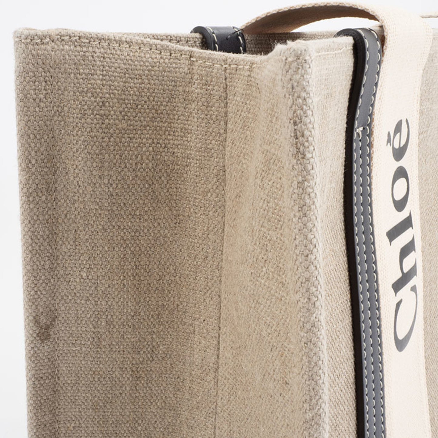 Chlo Chloe Woody Medium Tote Bag S383E66V-91J Linen White | Blue