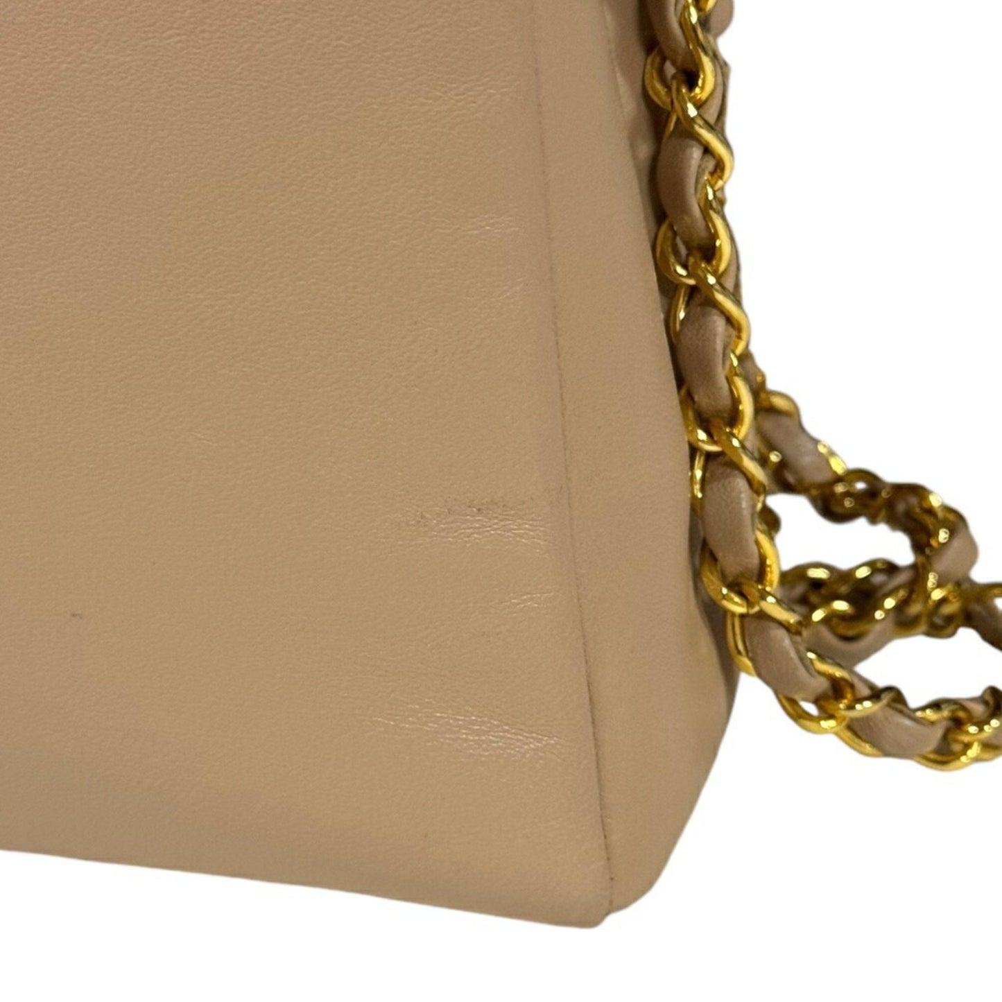 Chanel Shoulder Bag Lambskin Beige