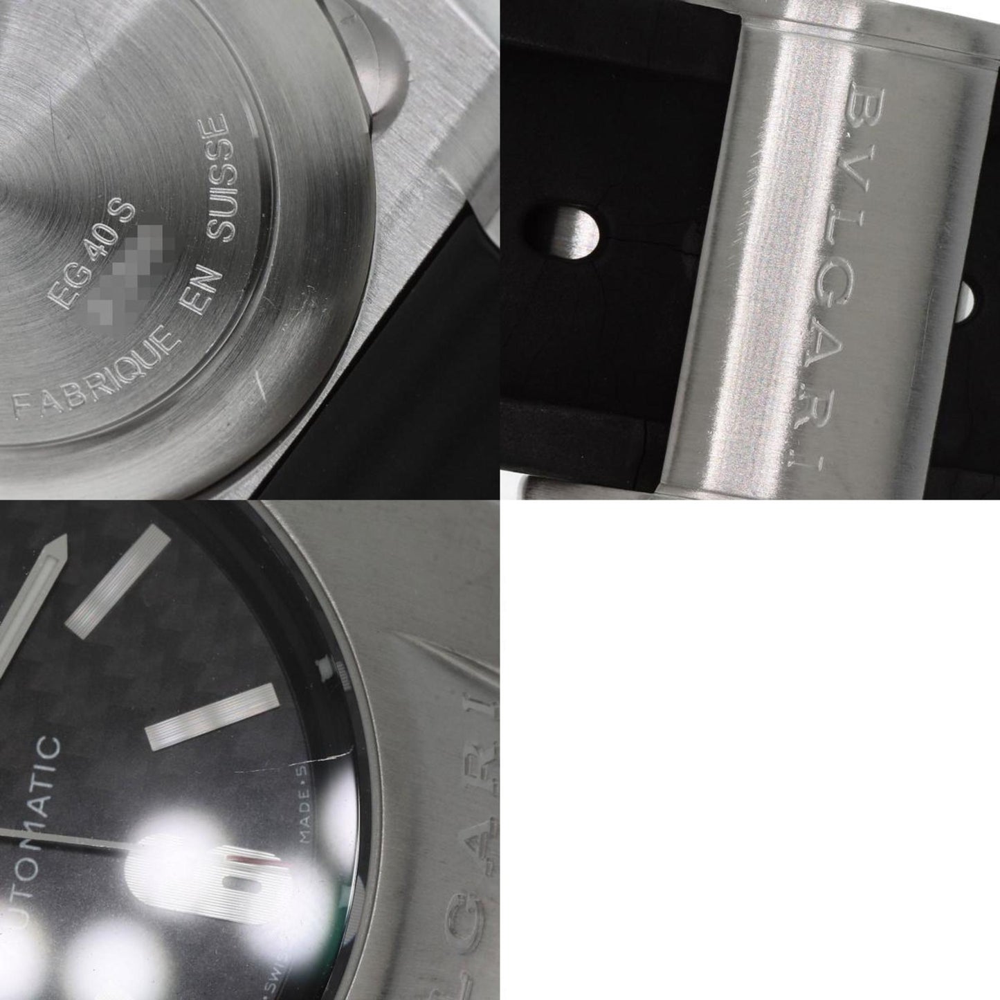 Bvlgari Eg40S Ergon Carbon Watch Stainless Steel Rubber