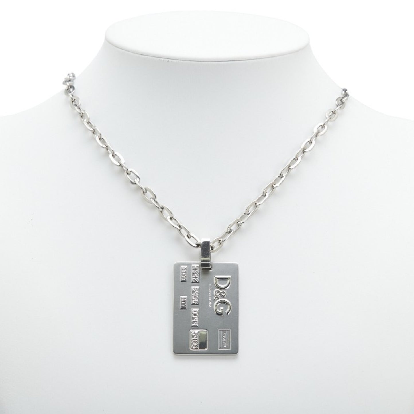 Dolce & Gabbana Logo Dog Tag Plate Necklace In Silver Metal