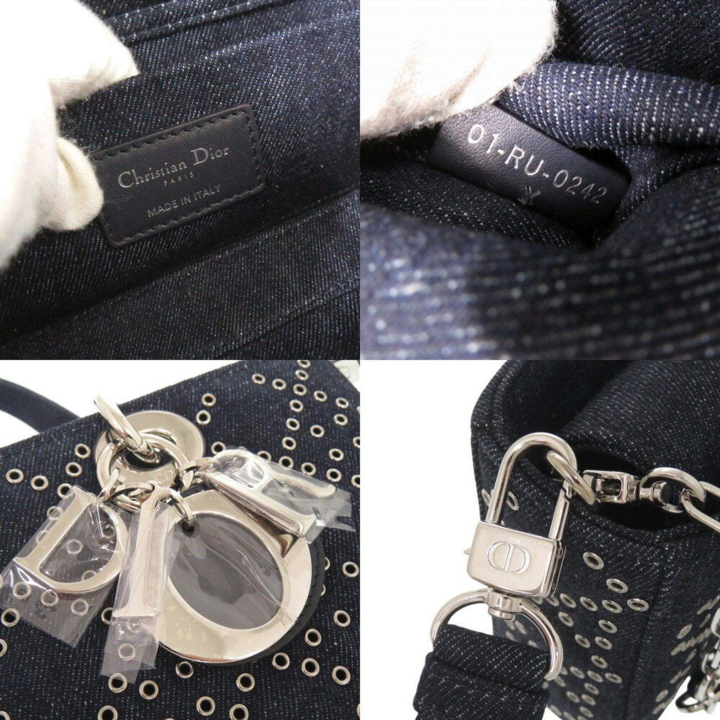 Unused Christian Dior Lady D-Joy Cannage Medium Denim Blue Handbag/Shoulder Bag 1196