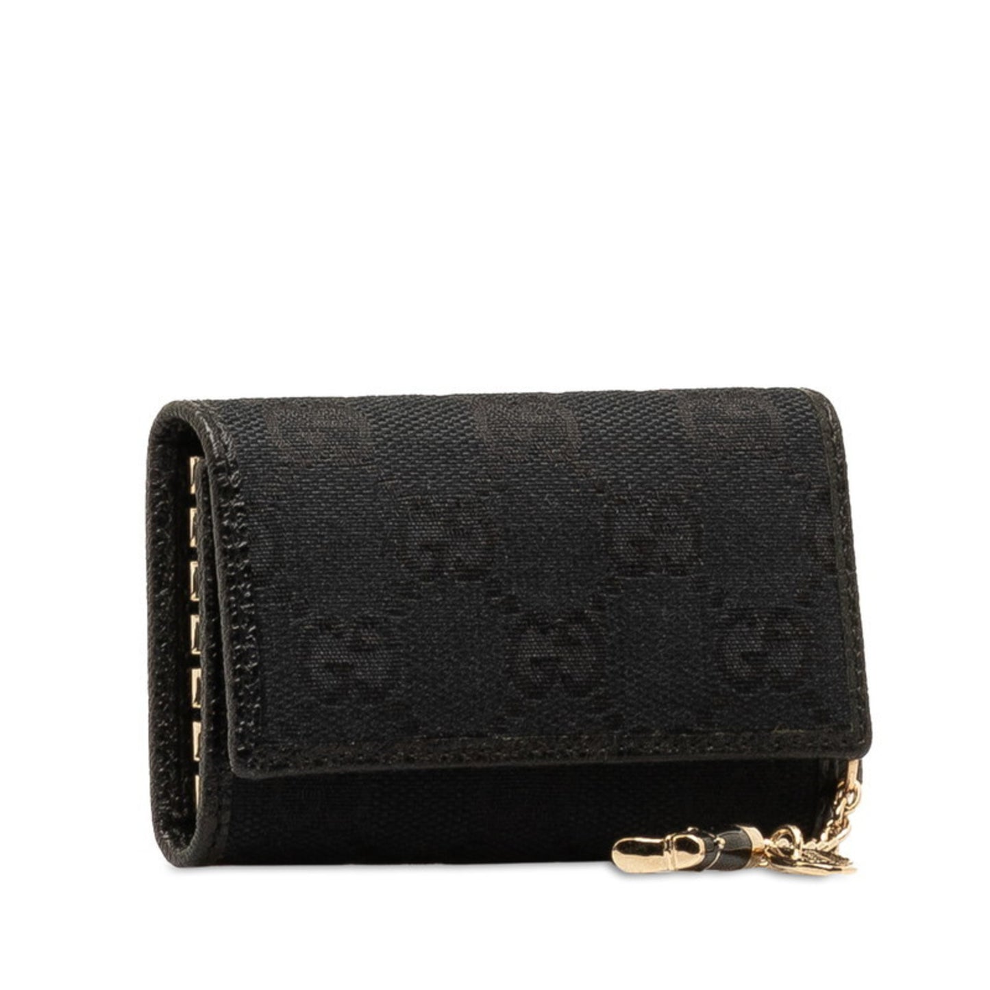 Gucci Gg Canvas 6-Ring Key Case 154184 Black Leather