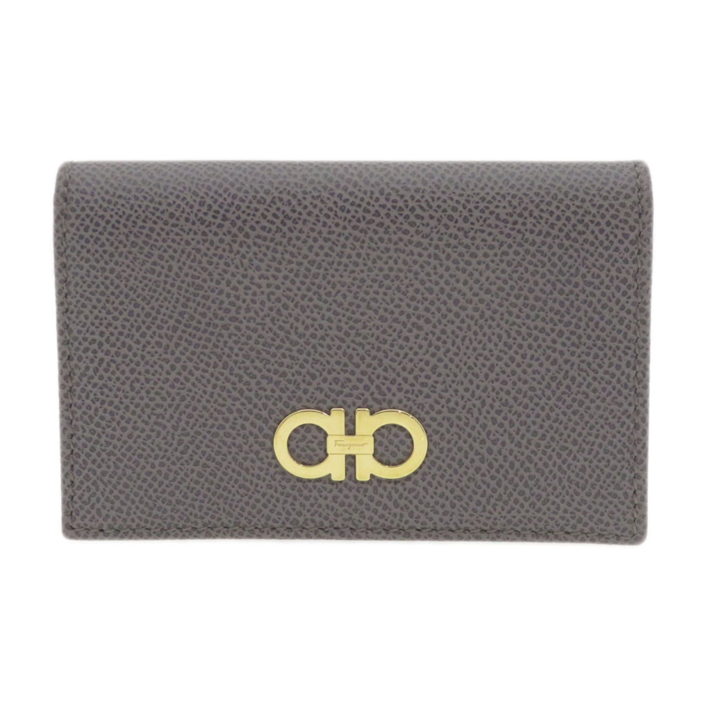 Salvatore Ferragamo Gancini Business Card Holder Case Calf Leather