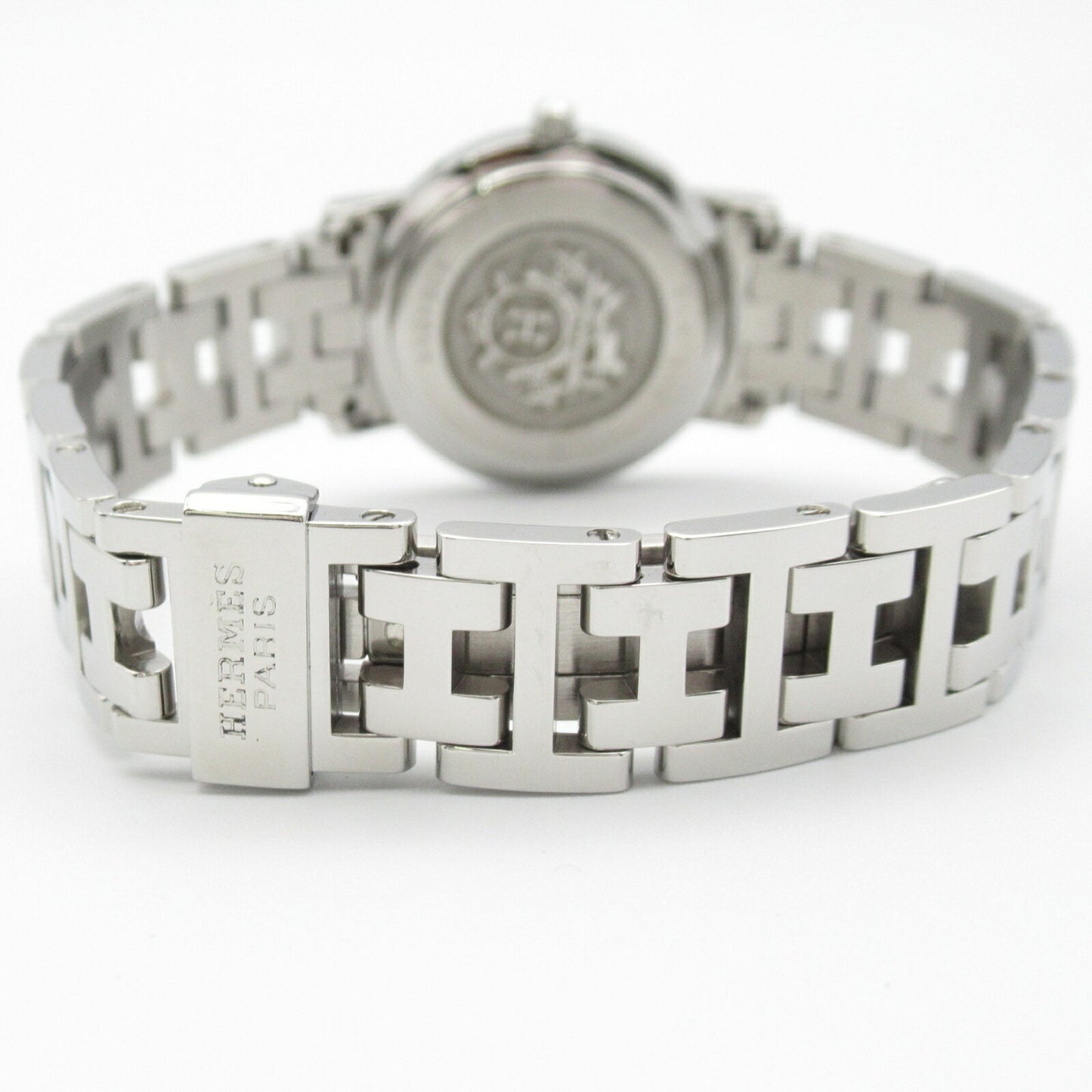 Hermes Clipper Nacle Diamond Bezel Watch Stainless Steel