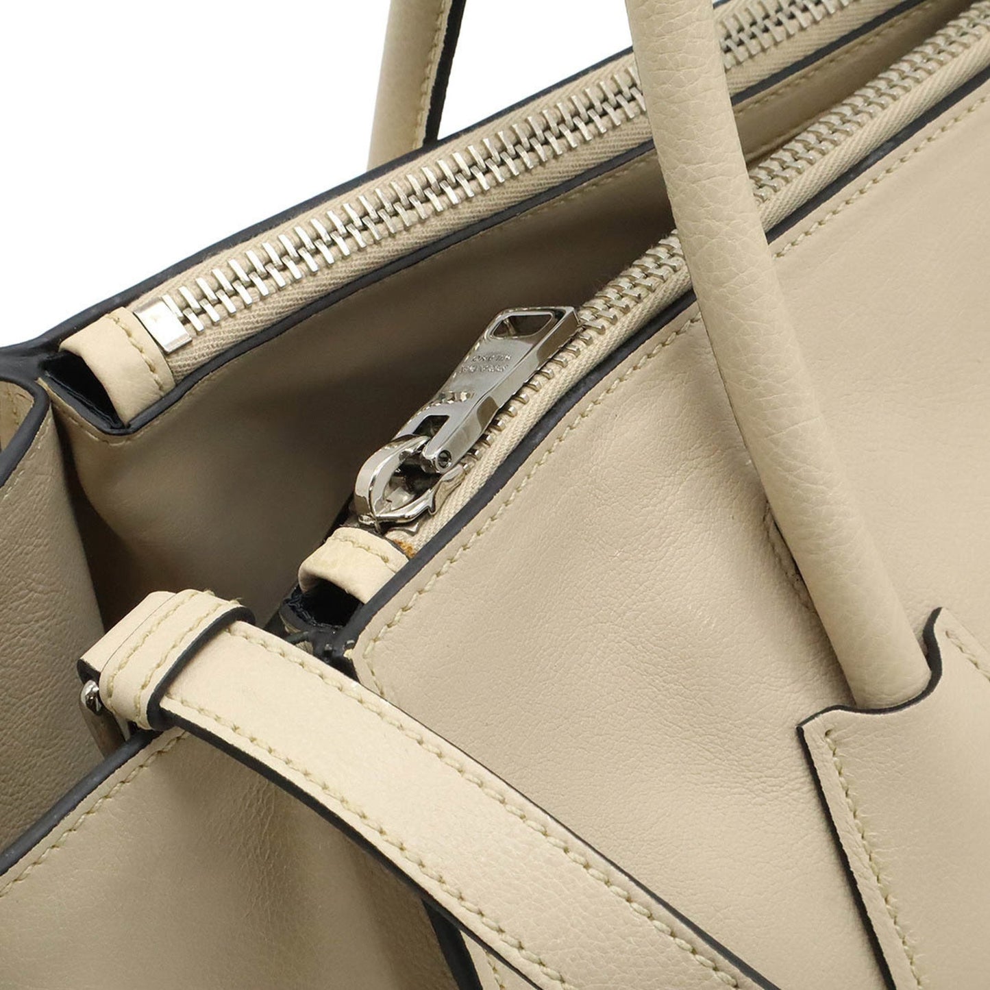 Prada Prada Triangle Handbag Tote Bag Shoulder Leather Light Beige Bn2619
