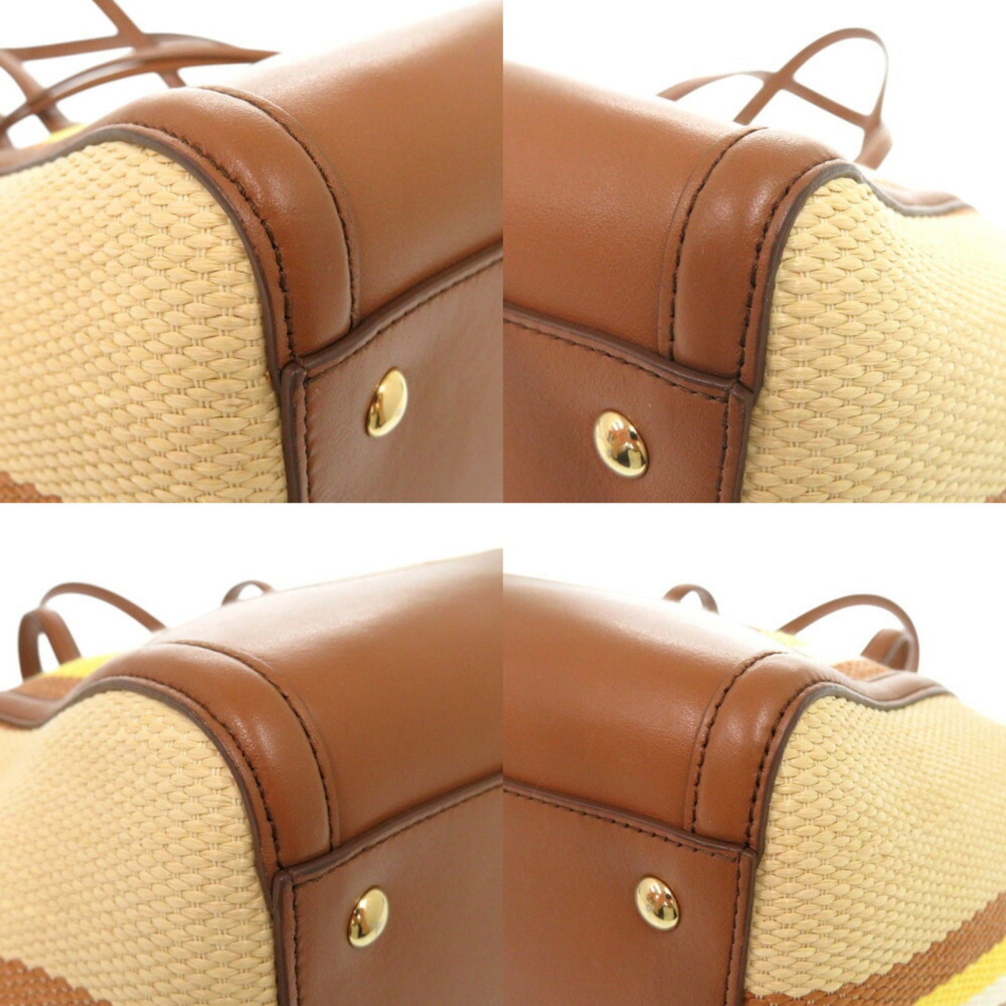 Salvatore Ferragamo Amy Tote Bag Striped Leather Canvas Multicolor 0996Salvatore
